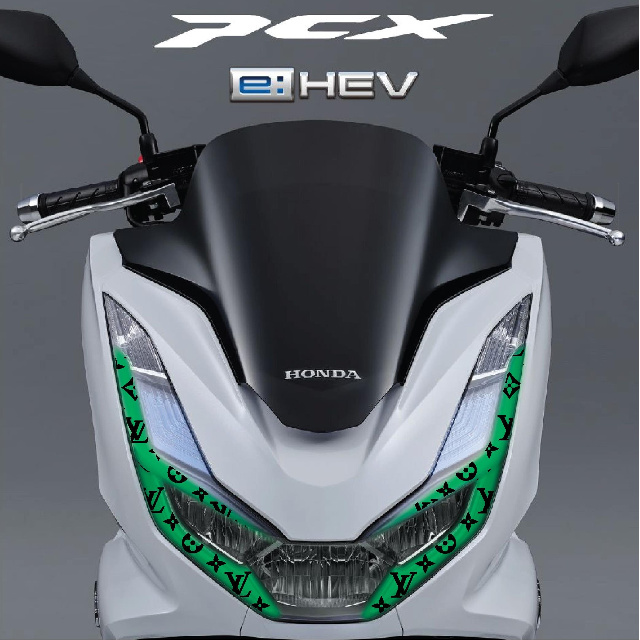 PCXHonda PCX Ön Far Kaşı LV Tasarımı Şeffaf Sticker Yeşil Model 2