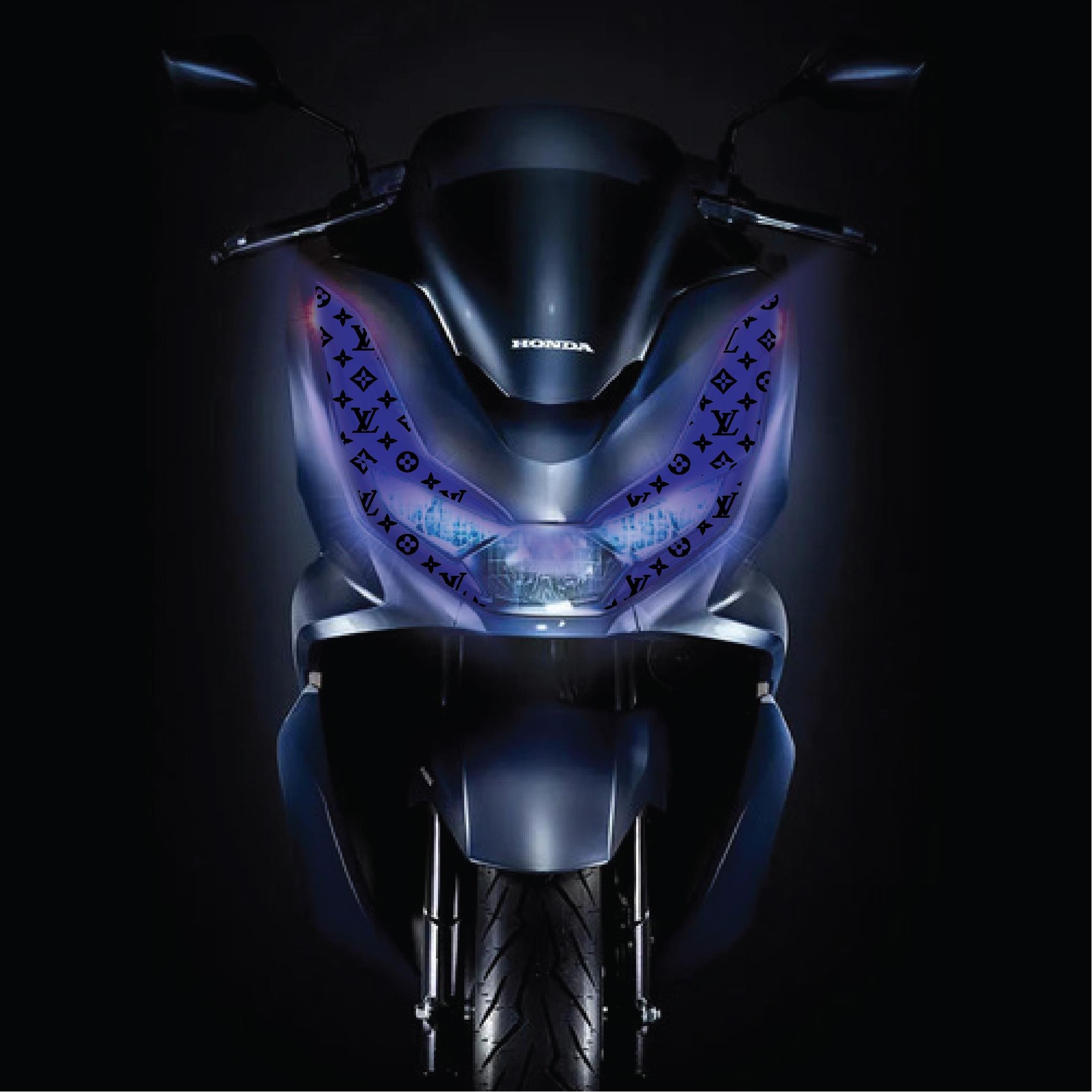 PCXHonda PCX Ön Far Kaşı LV Tasarımı Şeffaf Sticker Lacivert