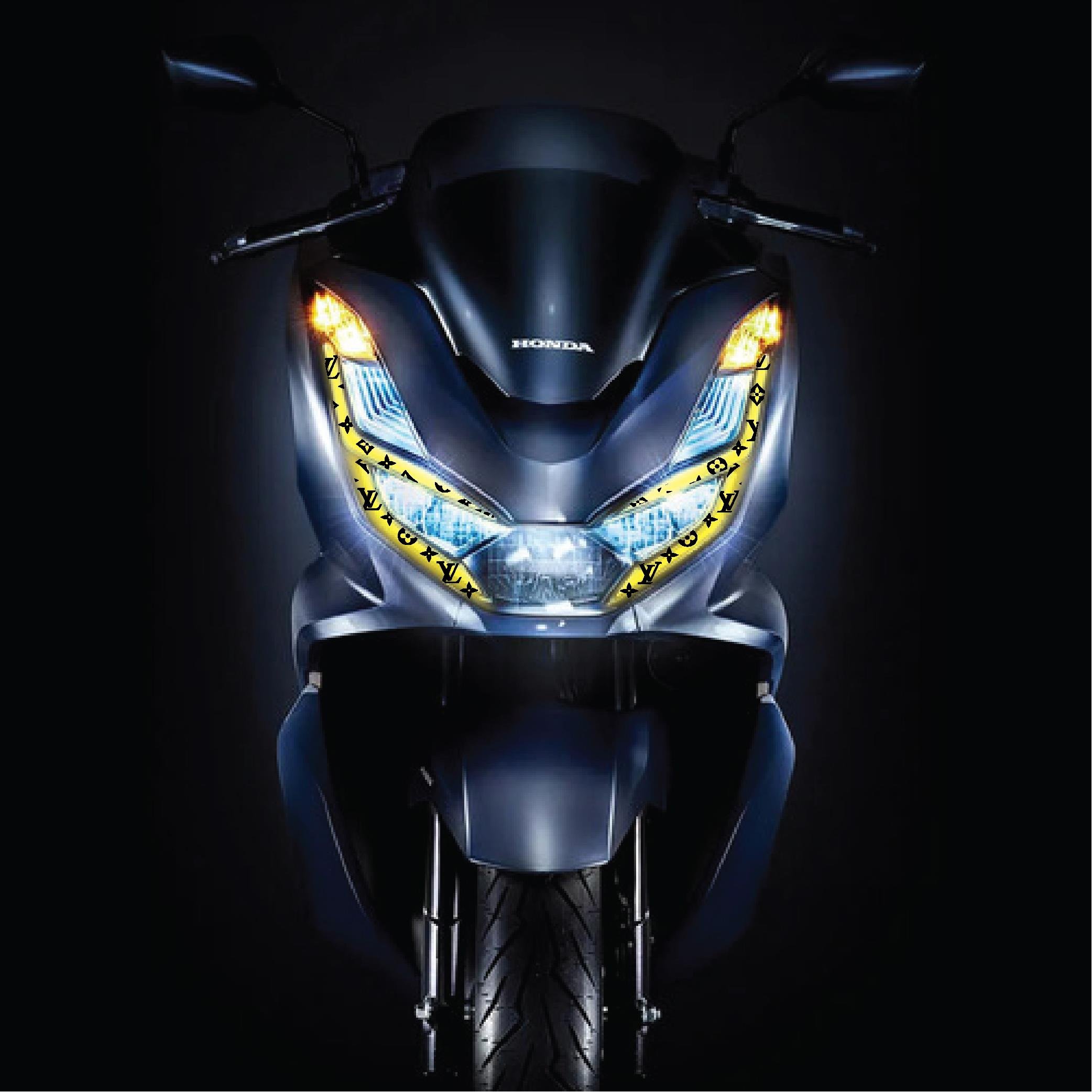 PCXHonda PCX Ön Far Kaşı LV Tasarımı Şeffaf Sticker Sarı Model 2