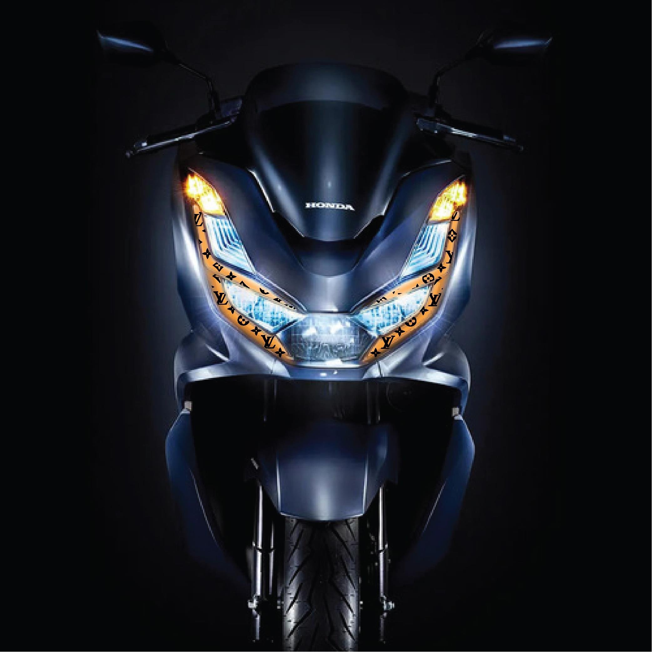PCXHonda PCX Ön Far Kaşı LV Tasarımı Şeffaf Sticker Turuncu Model 2