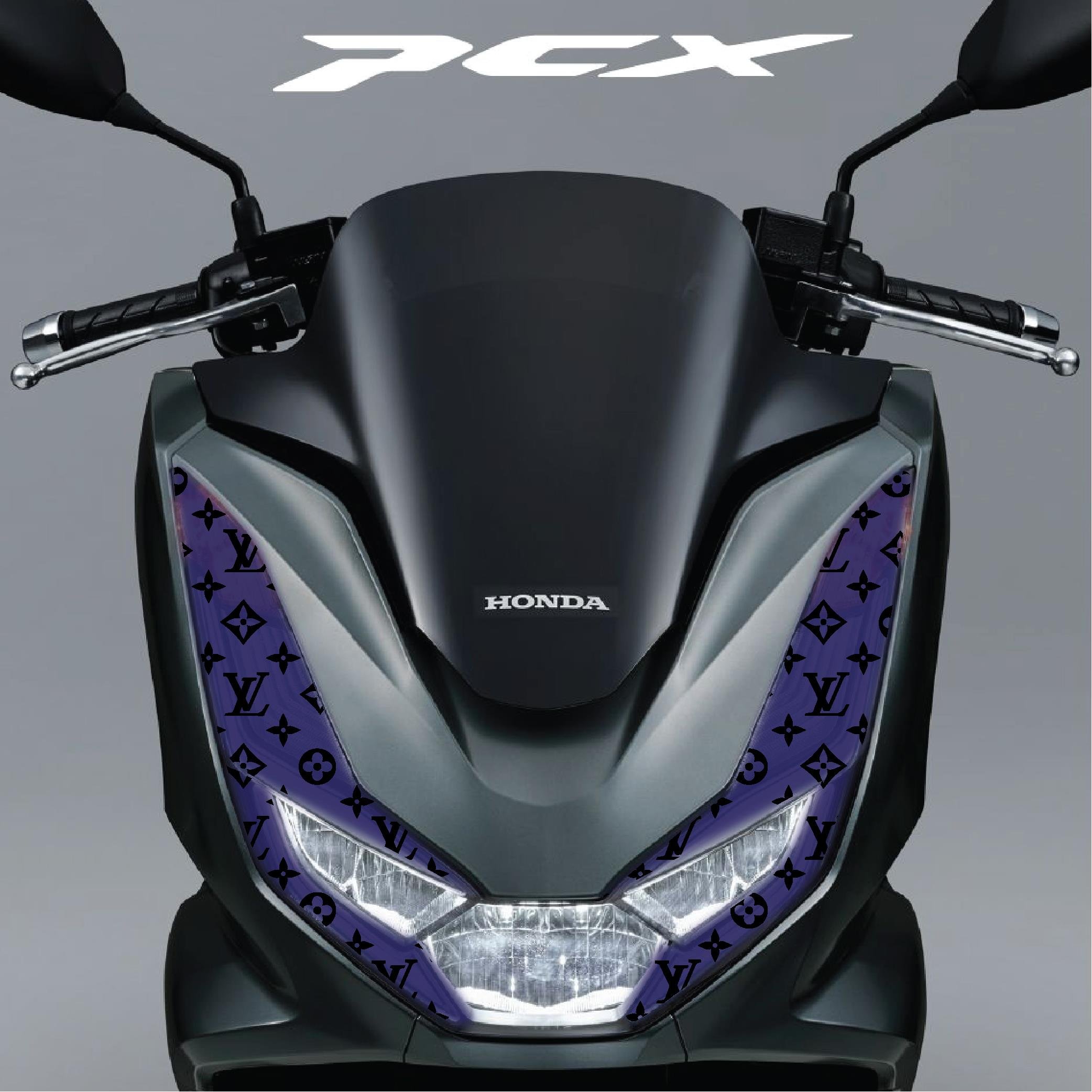 PCXHonda PCX Ön Far Kaşı LV Tasarımı Şeffaf Sticker Lacivert
