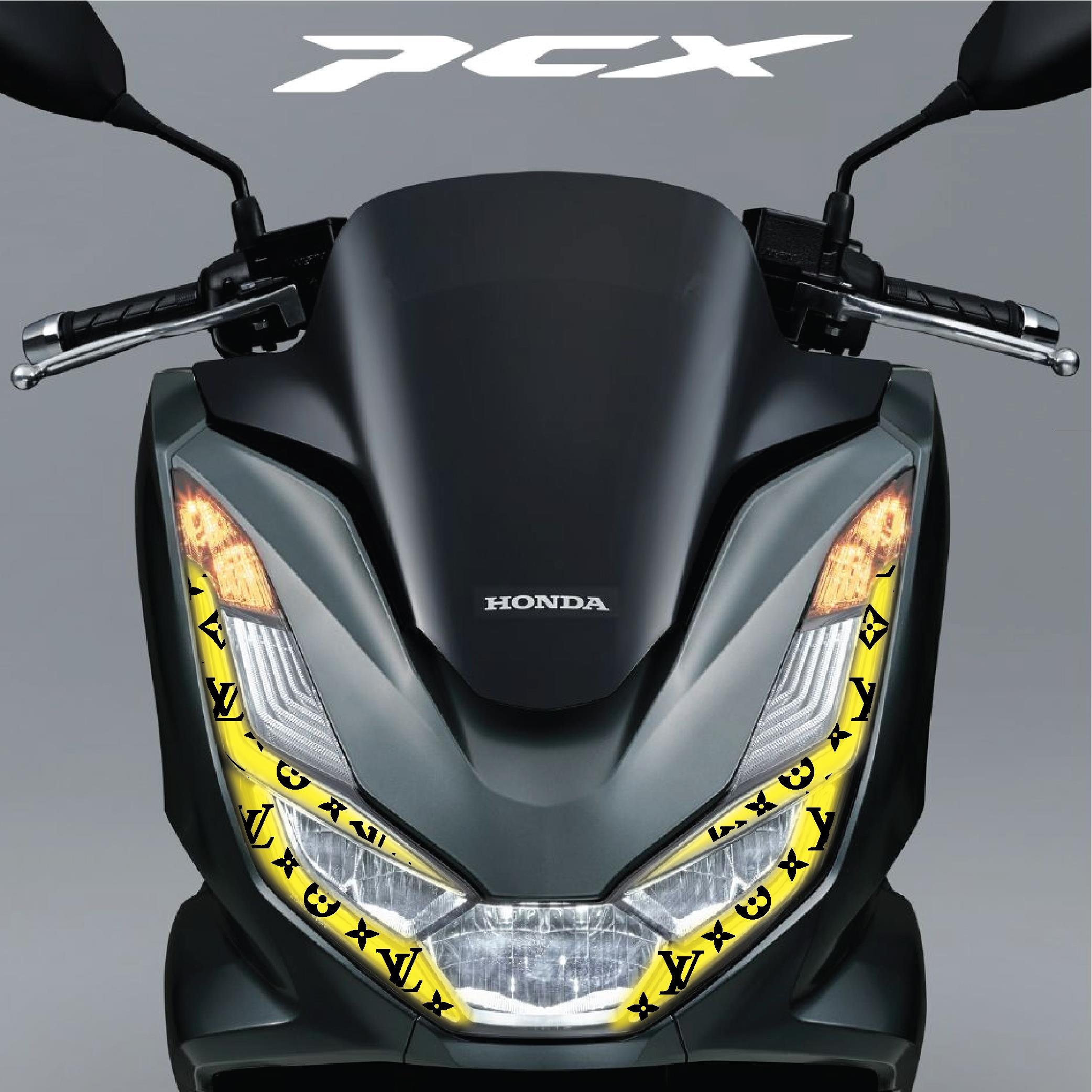 PCXHonda PCX Ön Far Kaşı LV Tasarımı Şeffaf Sticker Sarı Model 2