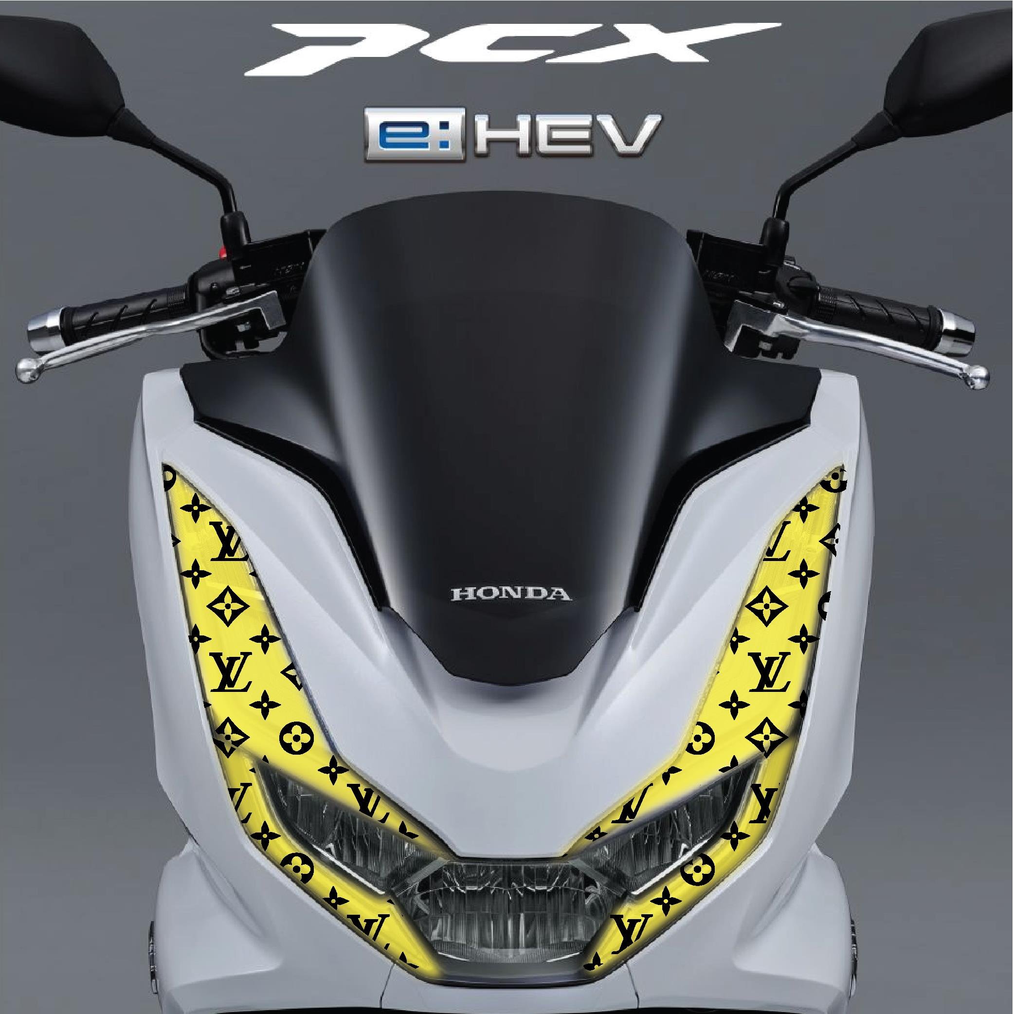 PCXHonda PCX Ön Far Kaşı LV Tasarımı Şeffaf Sticker Sarı