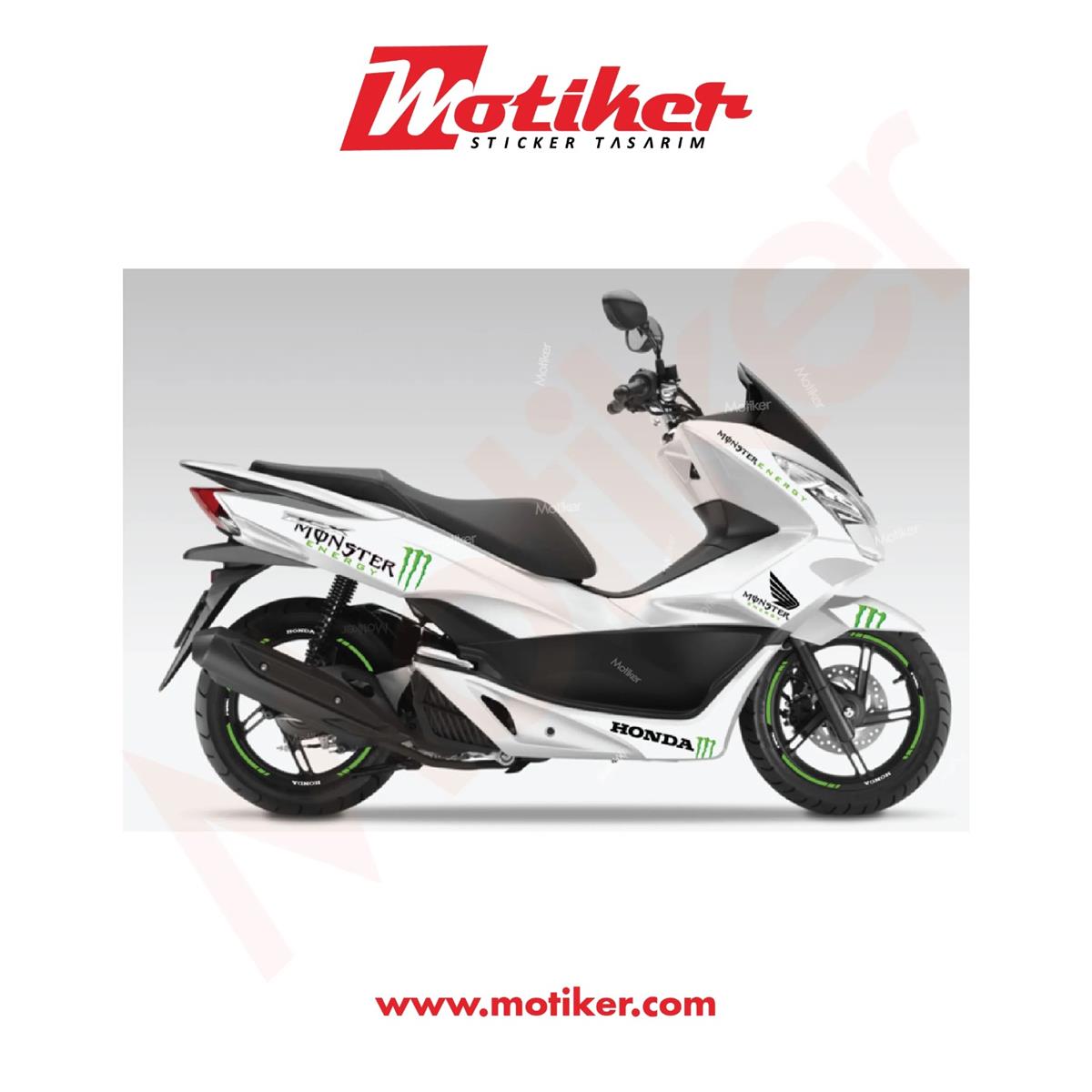 Honda Pcx White Monster Sticker Etiket Kaplama 