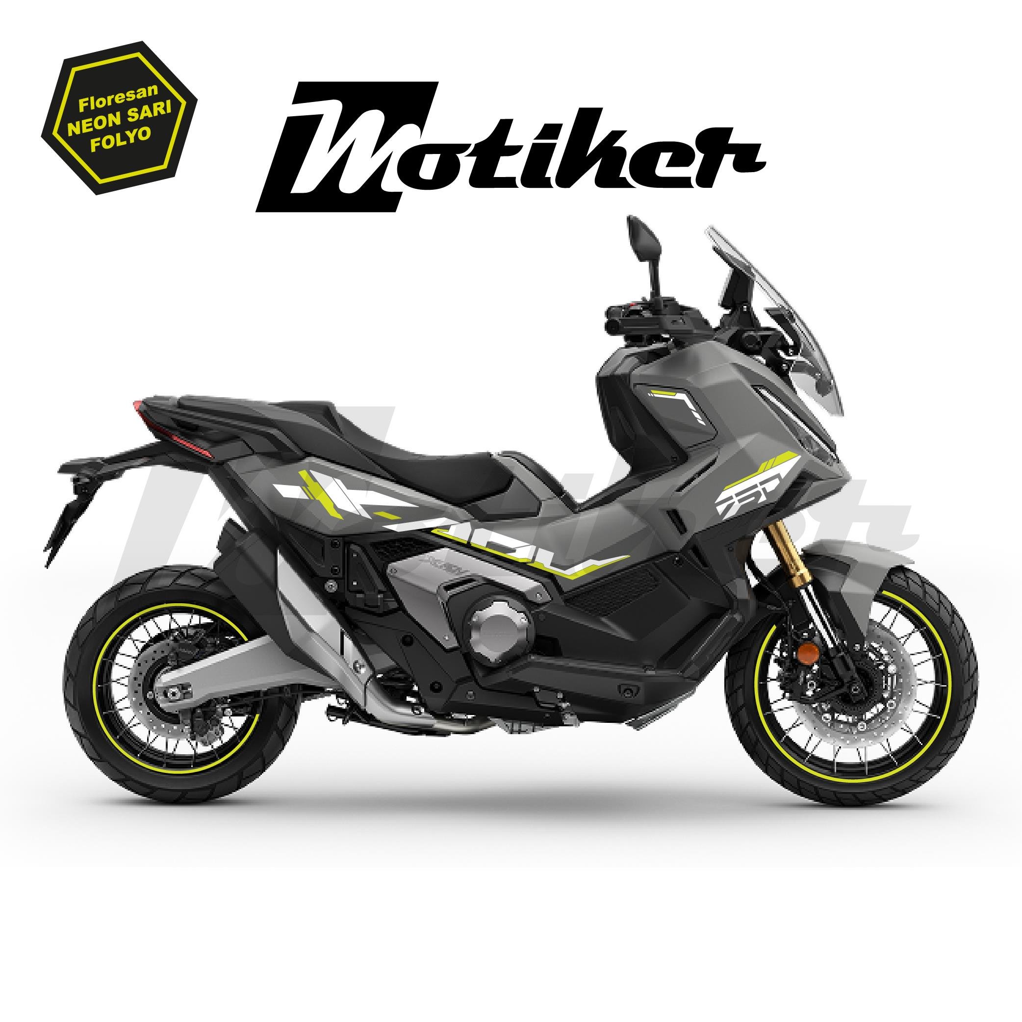 X-ADV 750 / X-ADV 750 Special EditionHonda X-ADV 750 Sticker 2025 Özel Tasarım Sticker Etiket Modeli Beyaz ve Neon Sarı