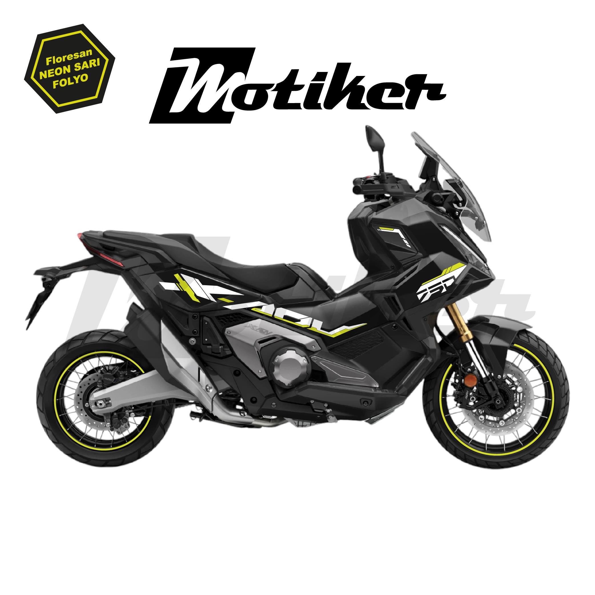 X-ADV 750 / X-ADV 750 Special EditionHonda X-ADV 750 Sticker 2025 Özel Tasarım Sticker Etiket Modeli Beyaz ve Neon Sarı