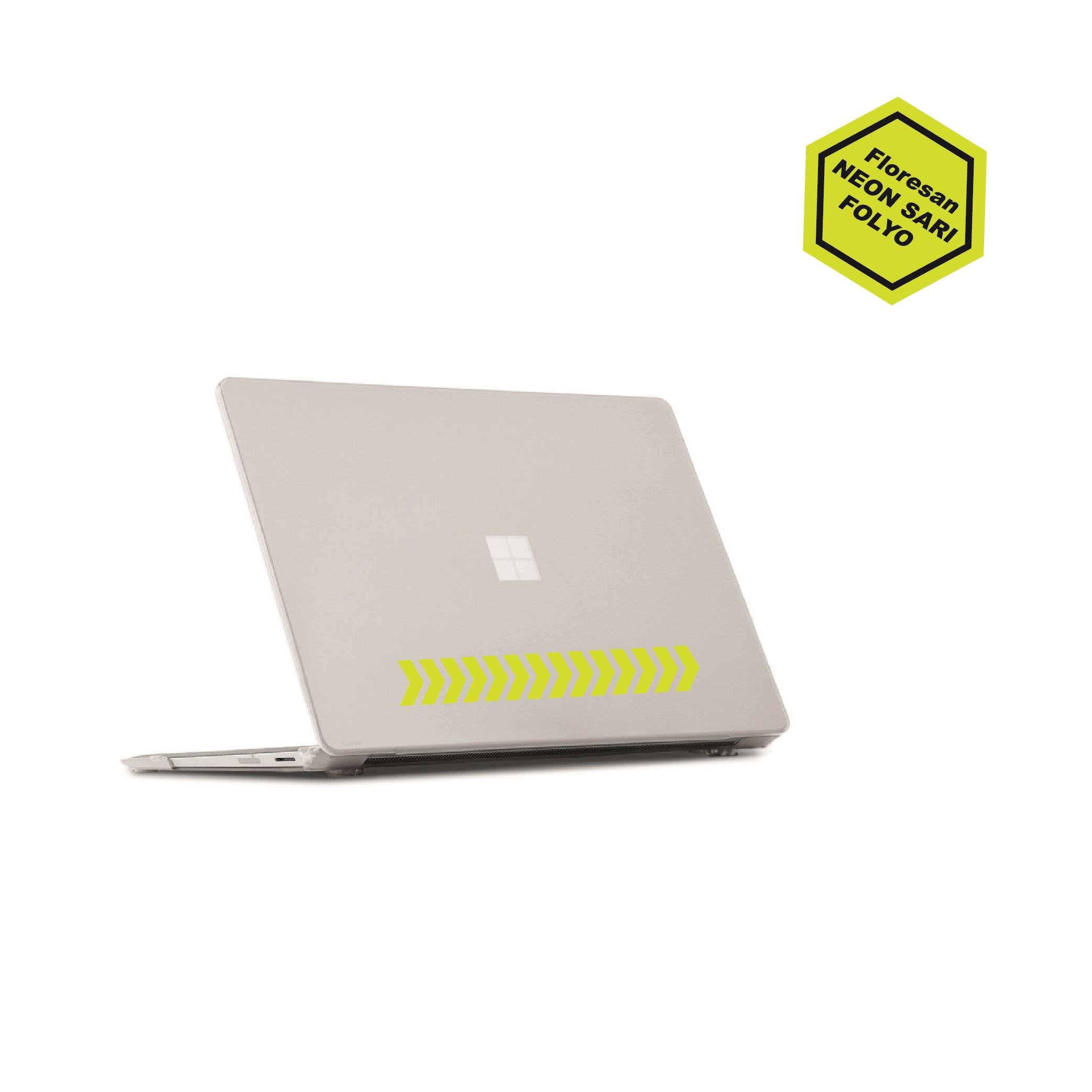 İnce Ok Floresan Neon Sarı Sticker Etiket Modeli