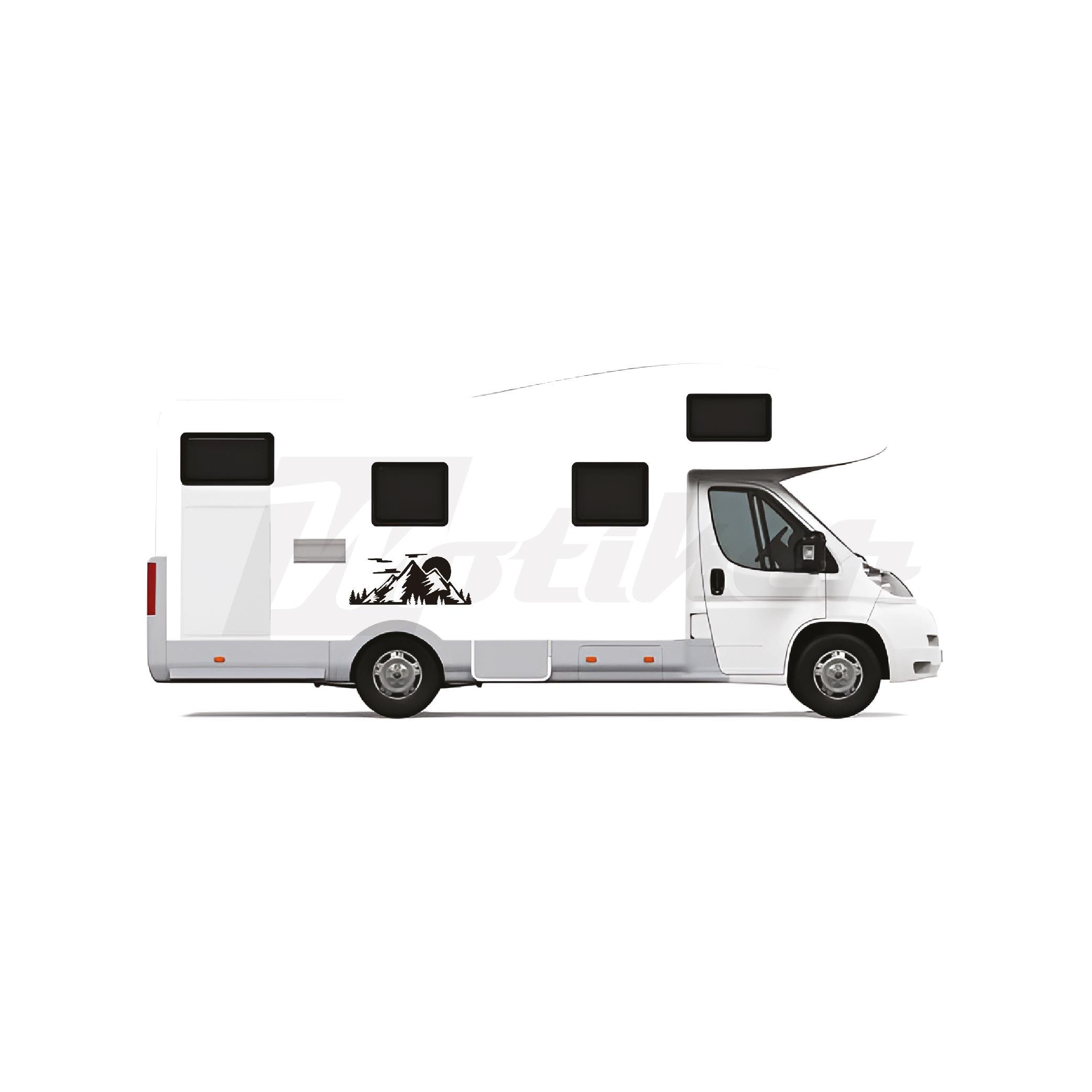 KaravanKaravan Dağ ve Güneş Sticker Etiket