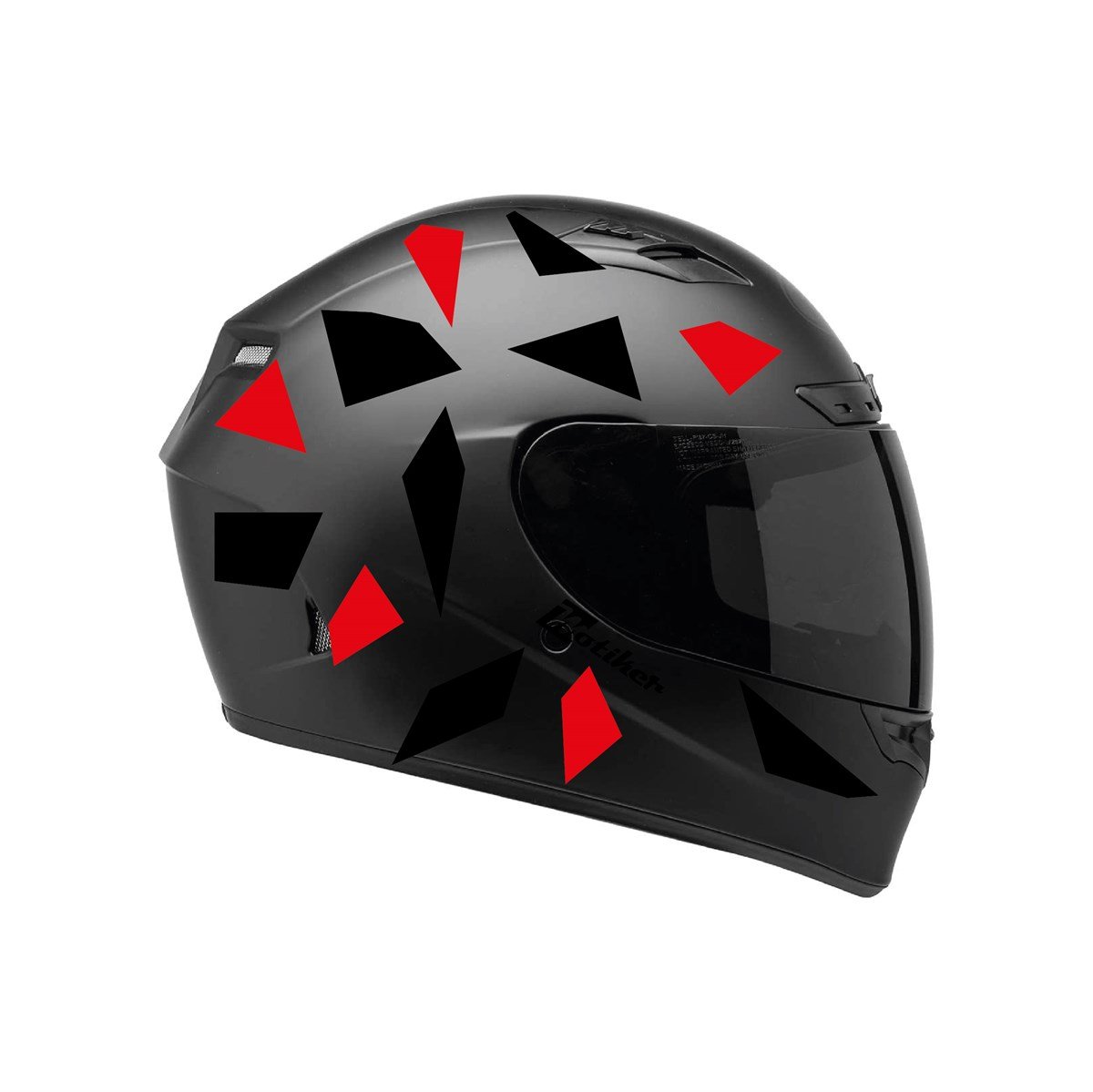 Kare Siyah Kırmızı Kamuflaj Kask Sticker Modeli