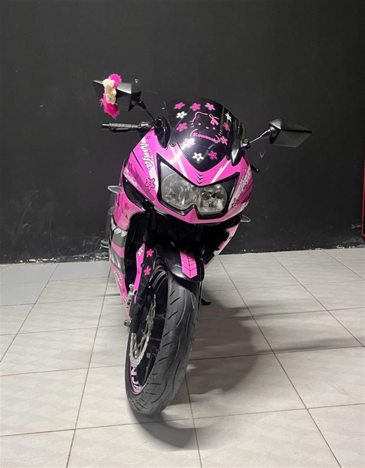 Kawasaki Ninja 250 Pembe Köpek Balığı Kaplama Modeli