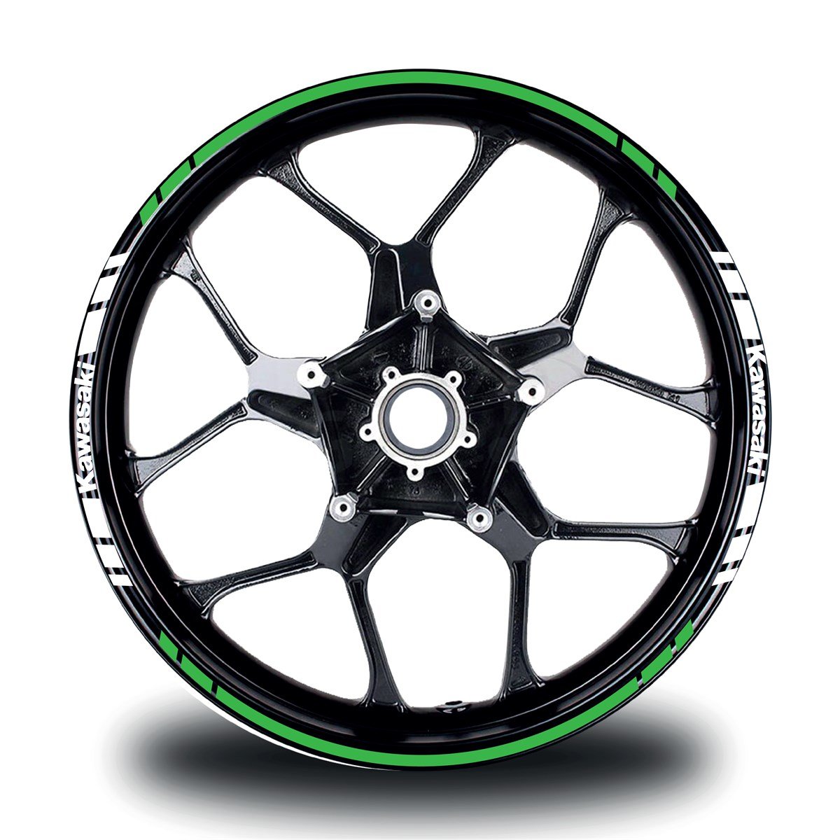 Kawasakı Yazılı Kısa Yazısız Uzun Dış Şerit 16'lı Çift Renk Jant Sticker Modeli