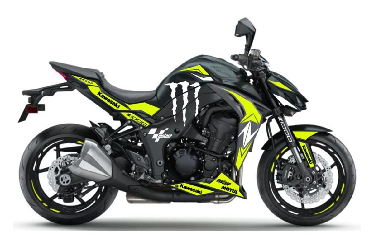 KAWASAKI Z1000 Monster Tasarım Motosiklet Kaplama Sticker Etiket Modeli