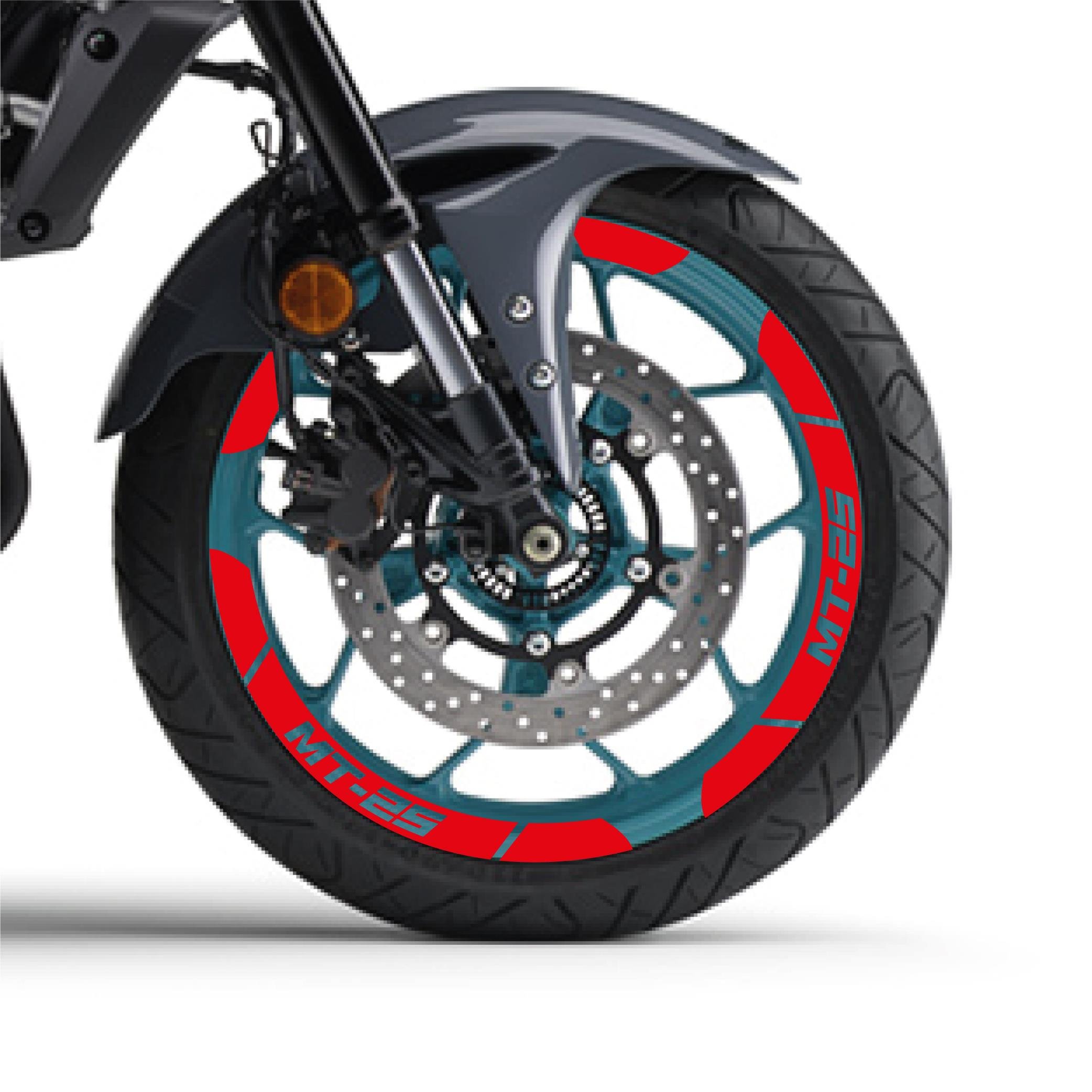 MT-25Kırmızı Yamaha MT-25 Geniş Jant Sticker Etiket Modeli