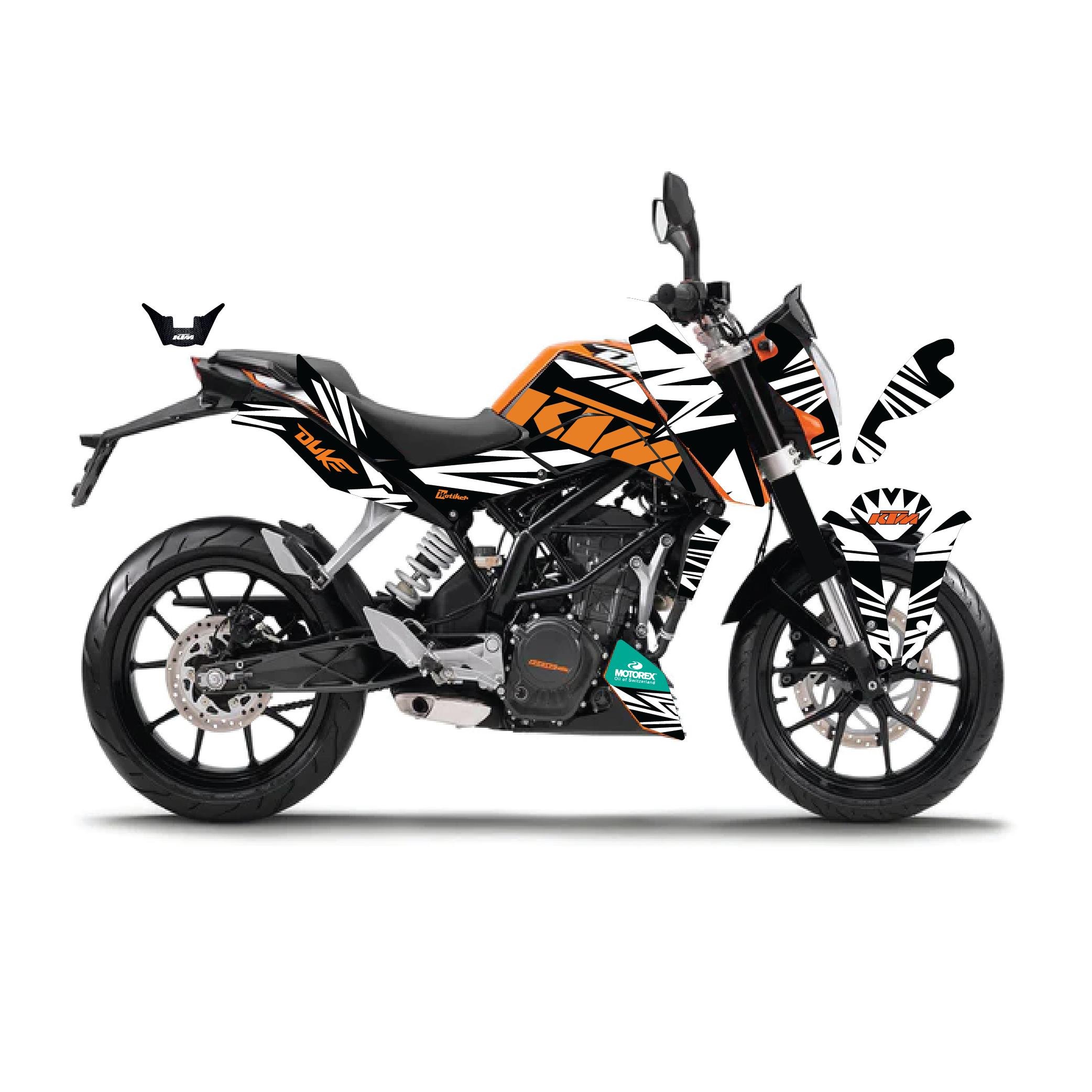 DUKE 200KTM DUKE 200 Sticker Motosiklet Parçalı Lined Kaplama Modeli Beyaz