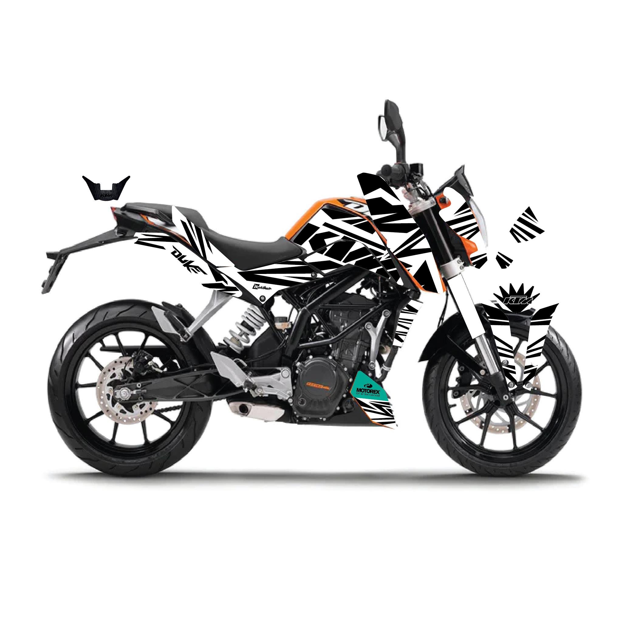 DUKE 200KTM DUKE 200 Sticker Motosiklet Parçalı Lined Kaplama Modeli Siyah - Beyaz