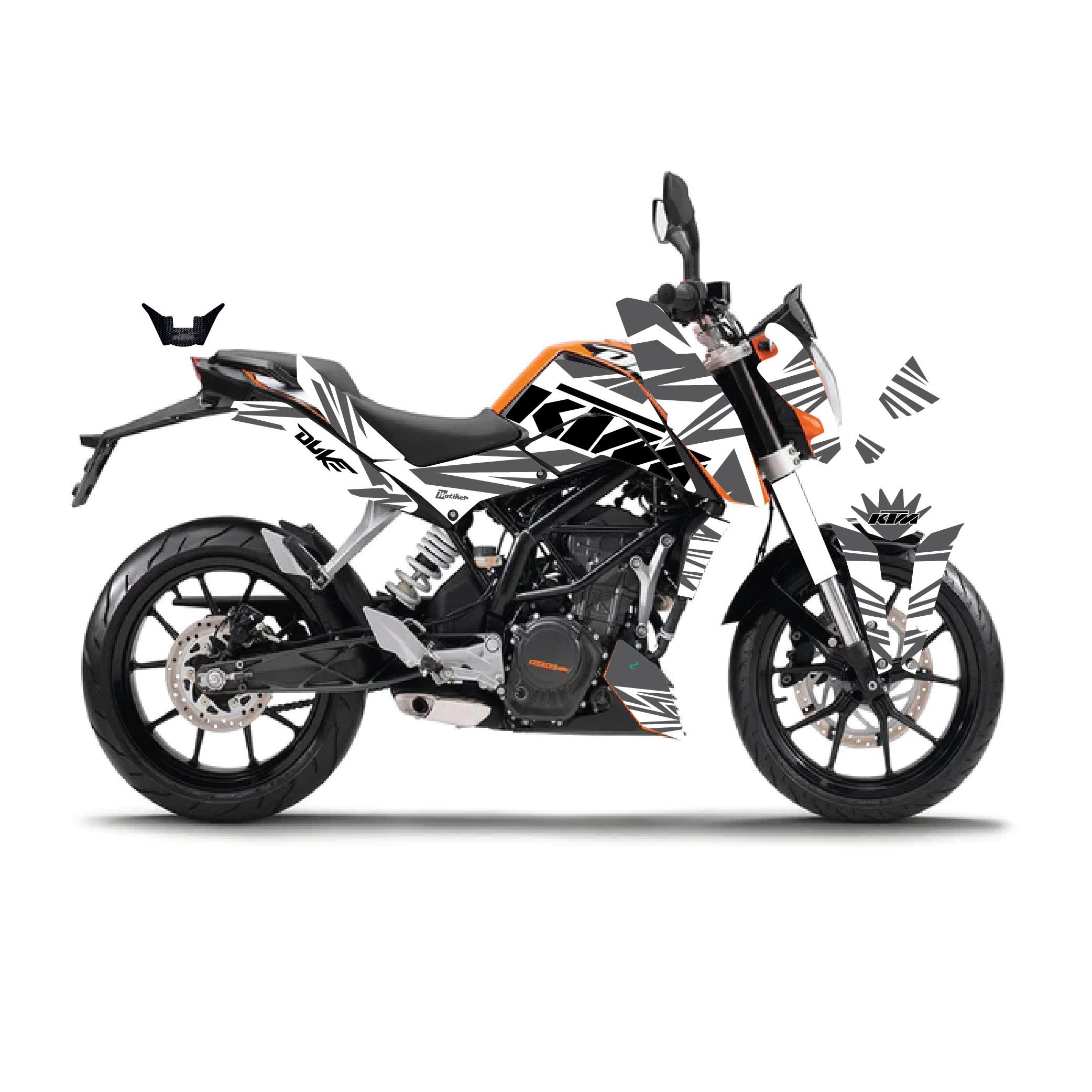 DUKE 200KTM DUKE 200 Sticker Motosiklet Parçalı Lined Kaplama Modeli Beyaz - Gri