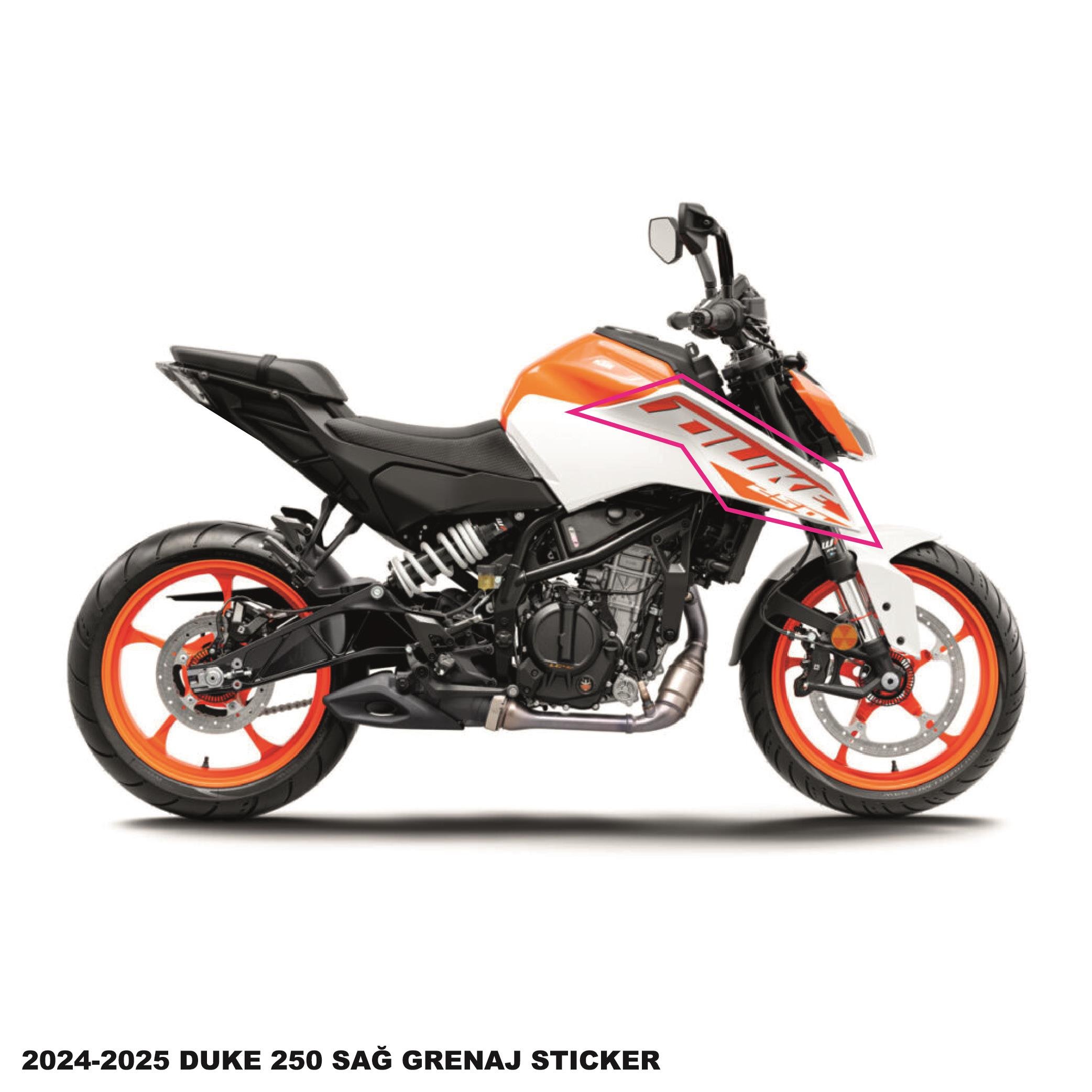DUKE 250KTM Duke 250 2024-2025 Orjinal Sticker Etiket Modeli Sağ Grenaj Beyaz Motor