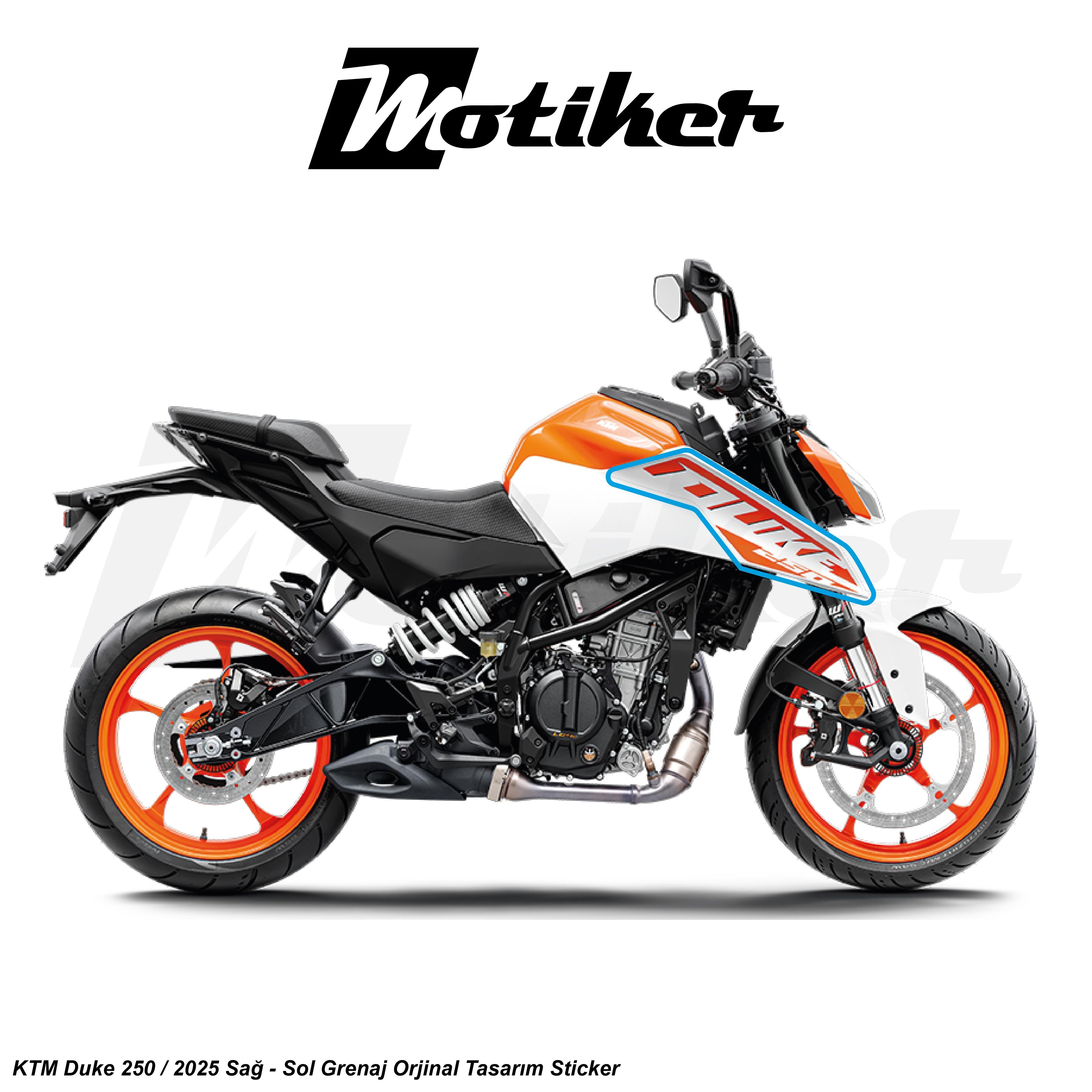 DUKE 250KTM Duke 250 2025 Beyaz Orjinal Sticker Etiket Tasarım Modeli Sağ Sol Takım Sticker