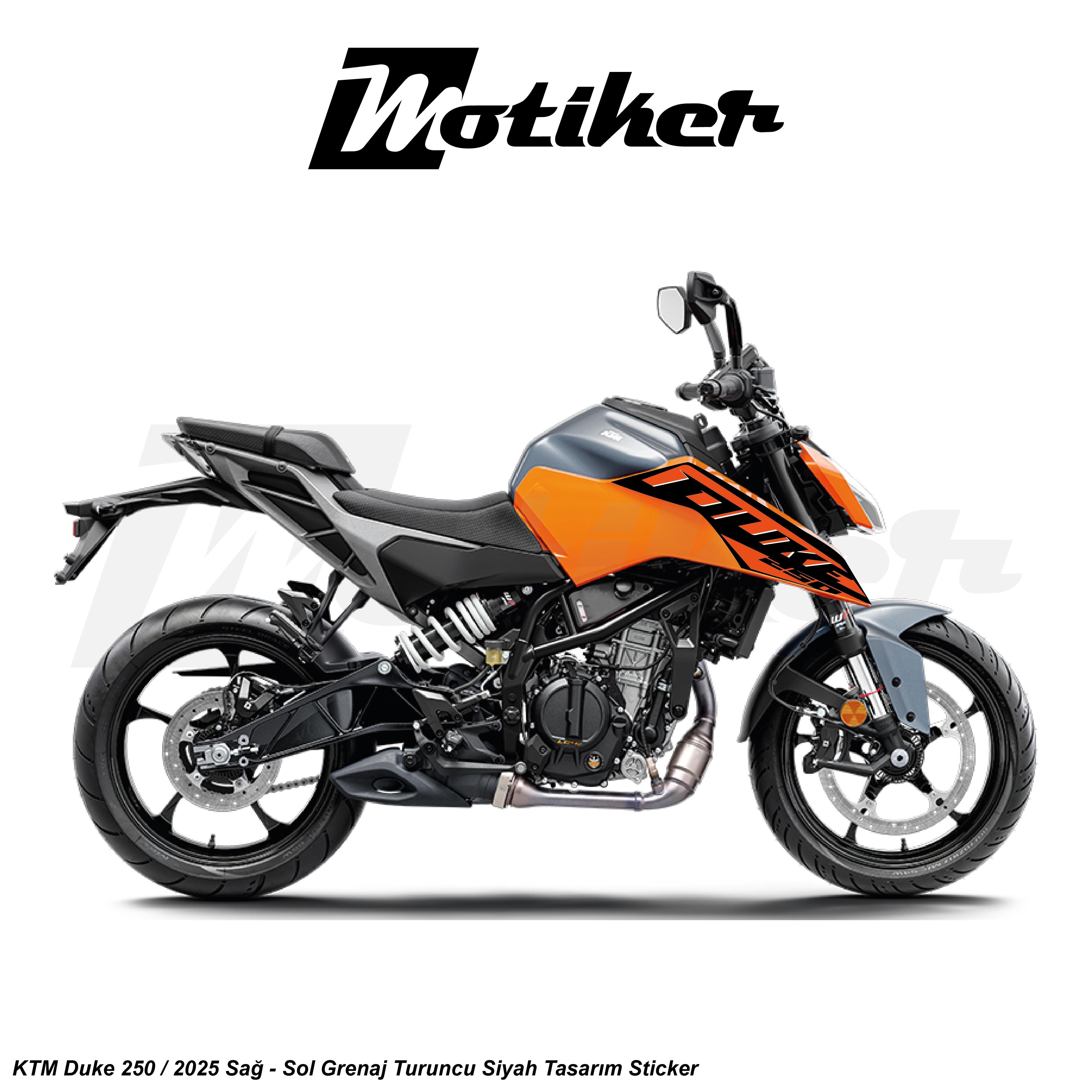 DUKE 250KTM Duke 250 2025 Siyah Sticker Etiket Tasarım Modeli Sağ Sol Takım Sticker