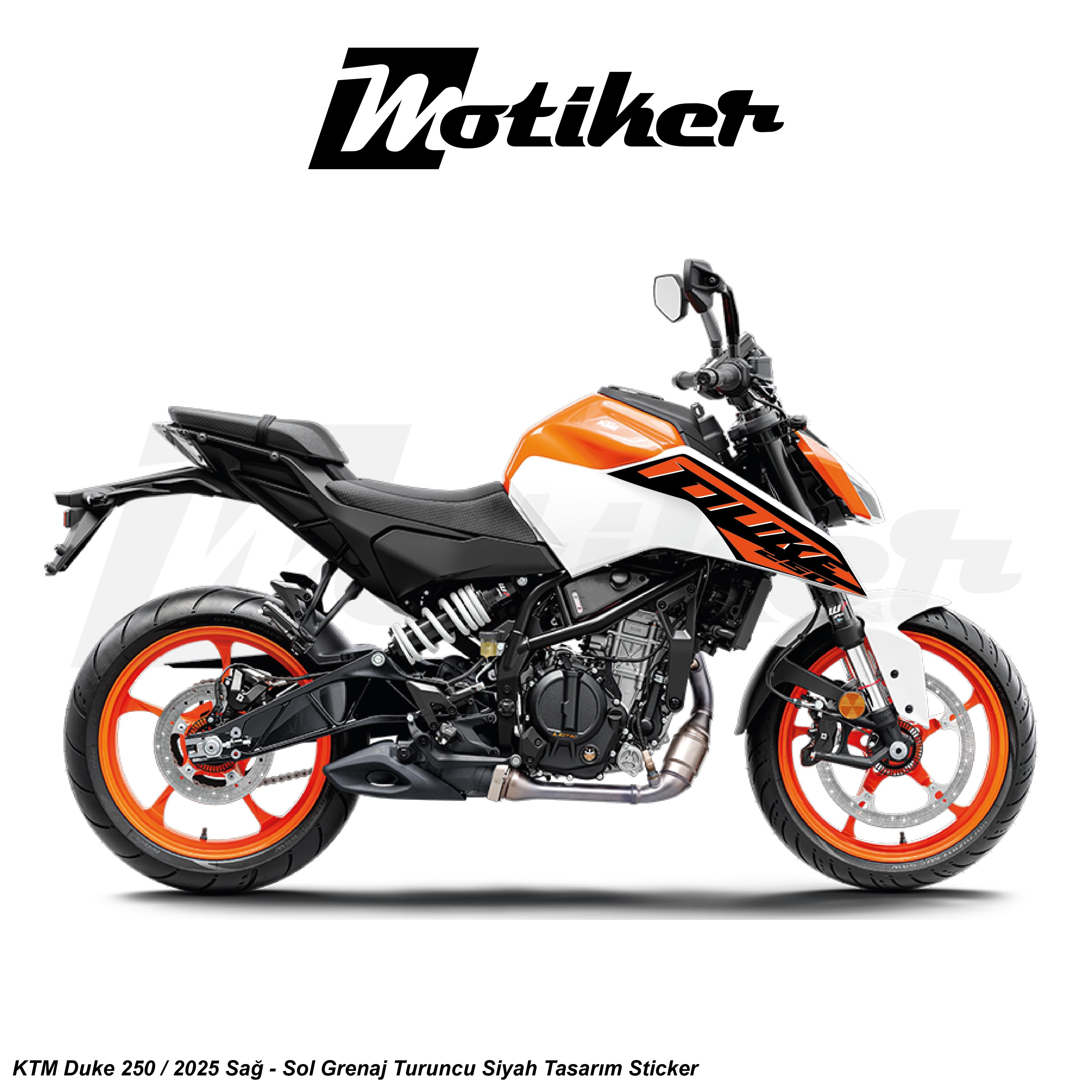 DUKE 250KTM Duke 250 2025 Siyah Sticker Etiket Tasarım Modeli Sağ Sol Takım Sticker