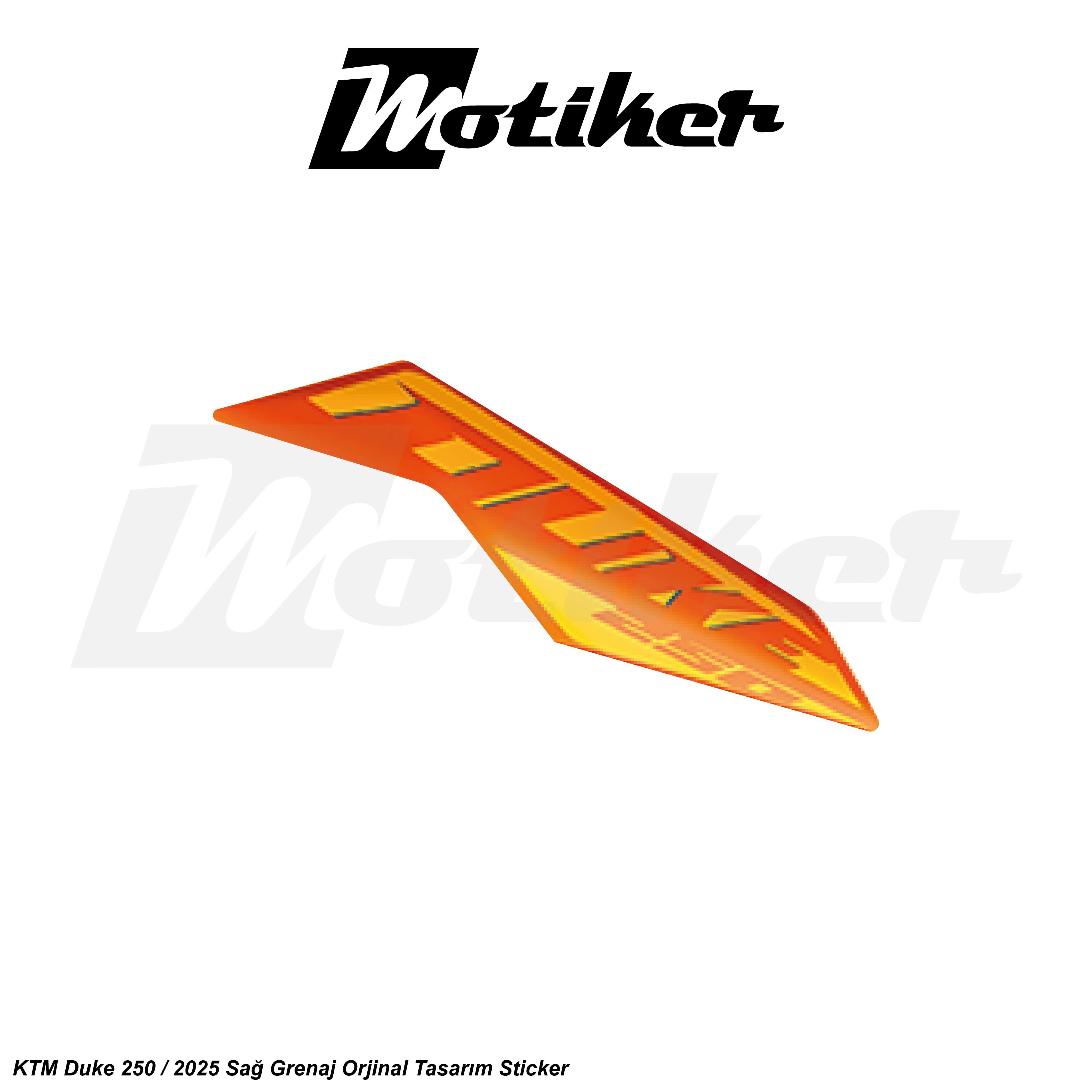 DUKE 250KTM Duke 250 2025 Turuncu Orjinal Sticker Etiket Tasarım Modeli Sağ Grenaj Sticker