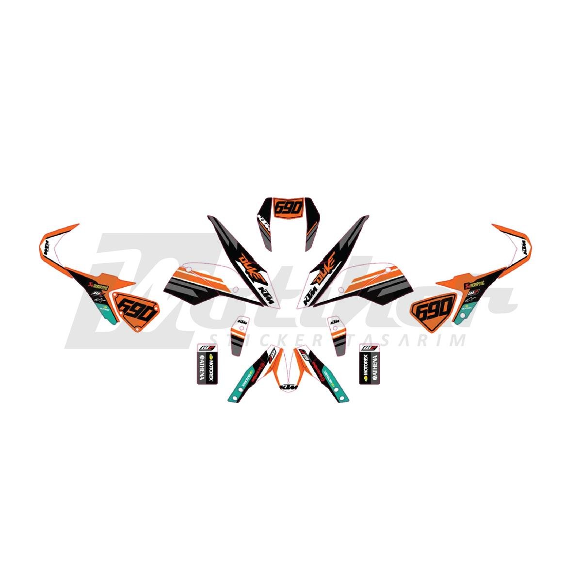 KTM DUKE 390-690 Akrapovic Sticker Etiket Modeli