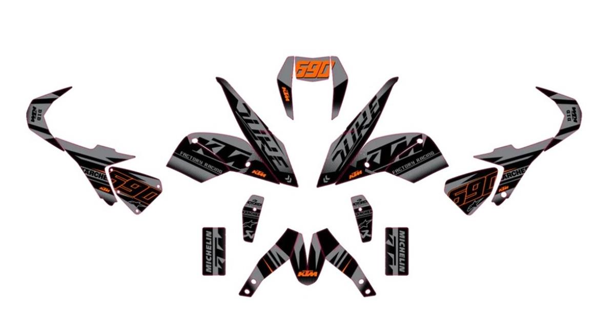 KTM DUKE 690 - FACTORY RACING X MICHELIN Desenli Parçalı Kaplama Takım Sticker 