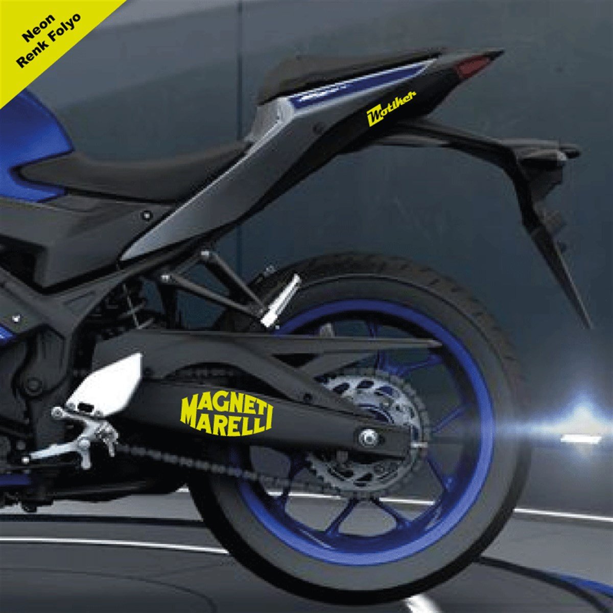 Magnet Marelli Yazılı Neon Sarı Arka Maşa Sticker Etiket Modeli