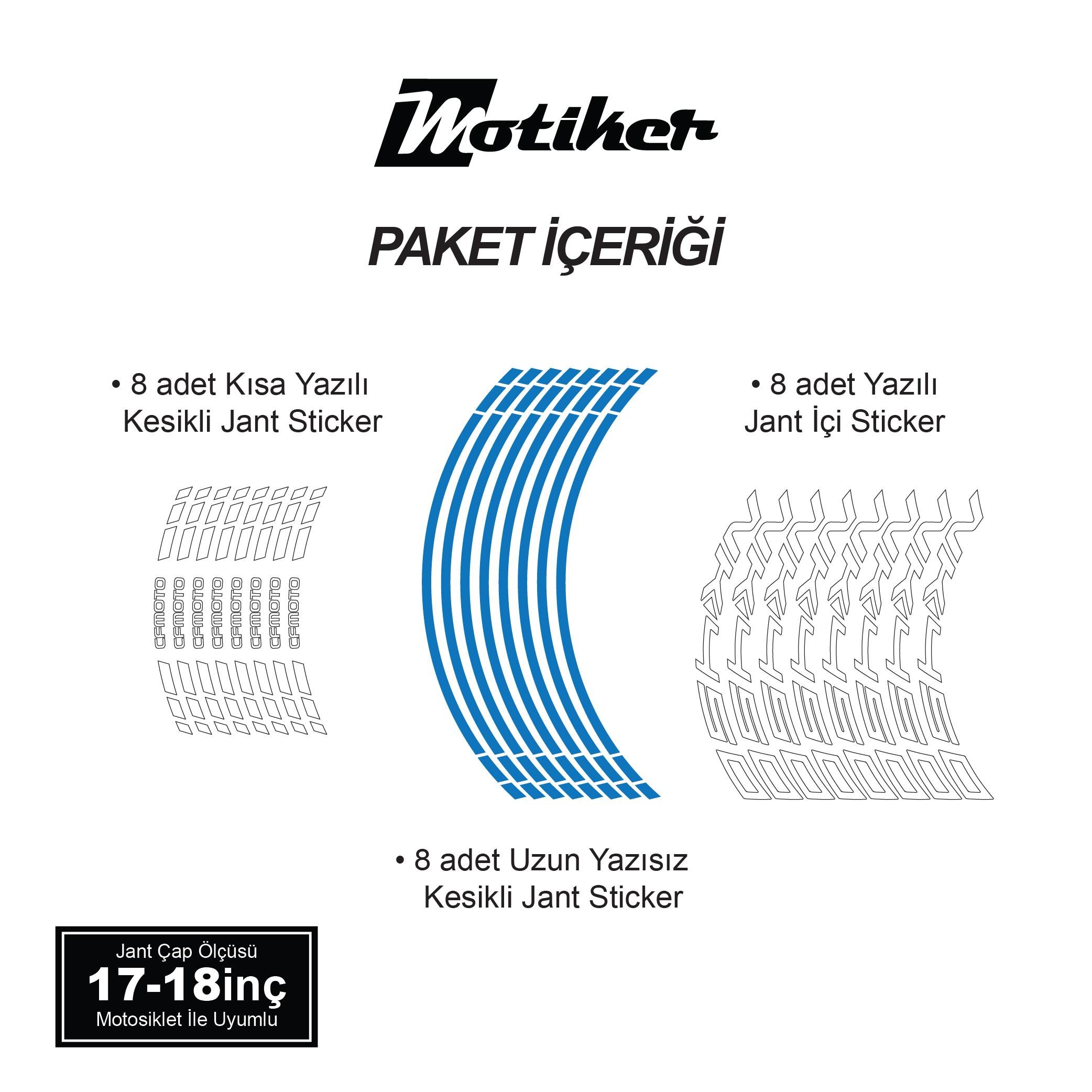 450 NKMavi CFMOTO 450NK Motosiklet Jant Sticker Etiket Modeli İç & Dış Takım