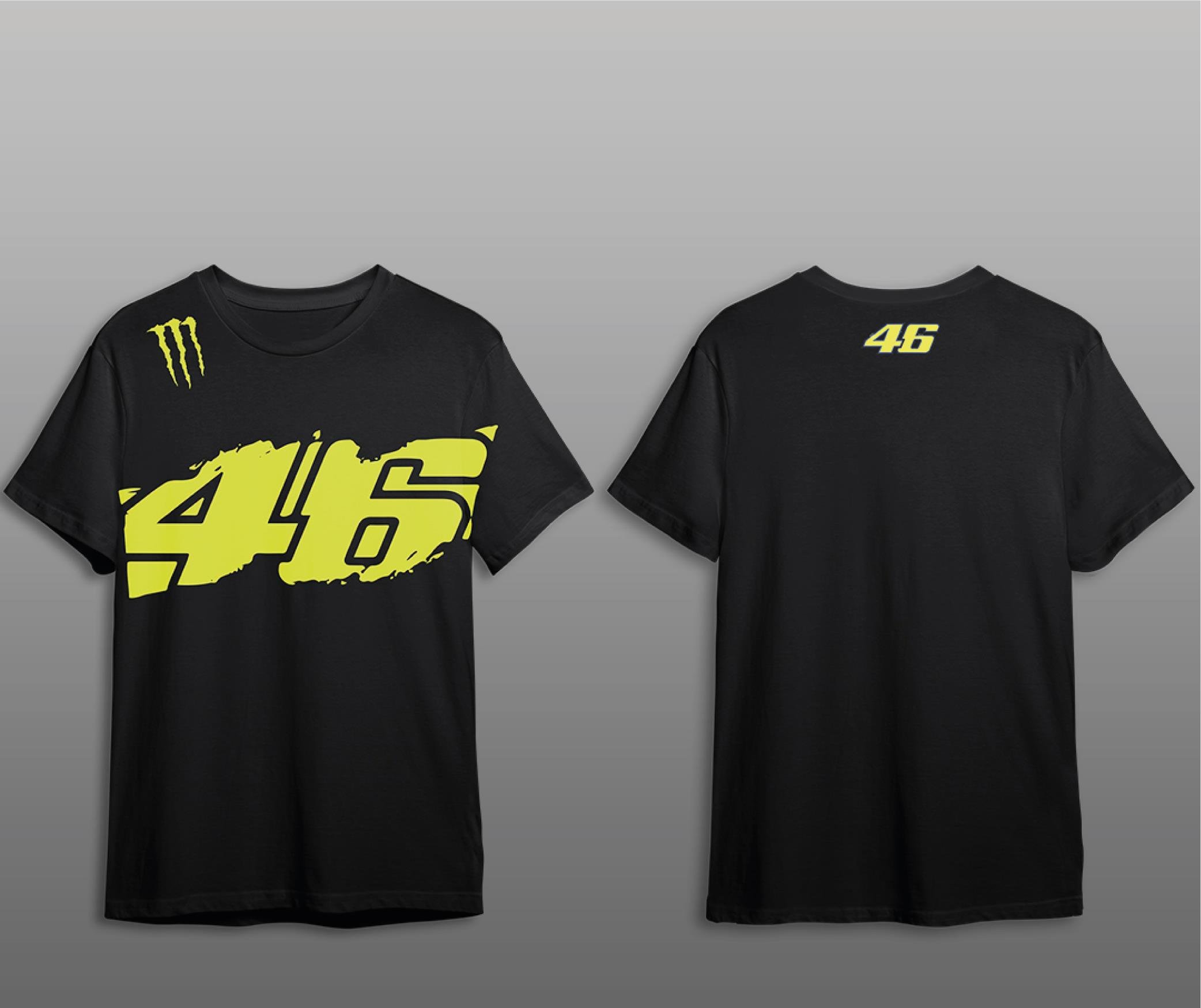 T-ShirtMonster VR-46 Motorcu T-Shirt Modeli Siyah