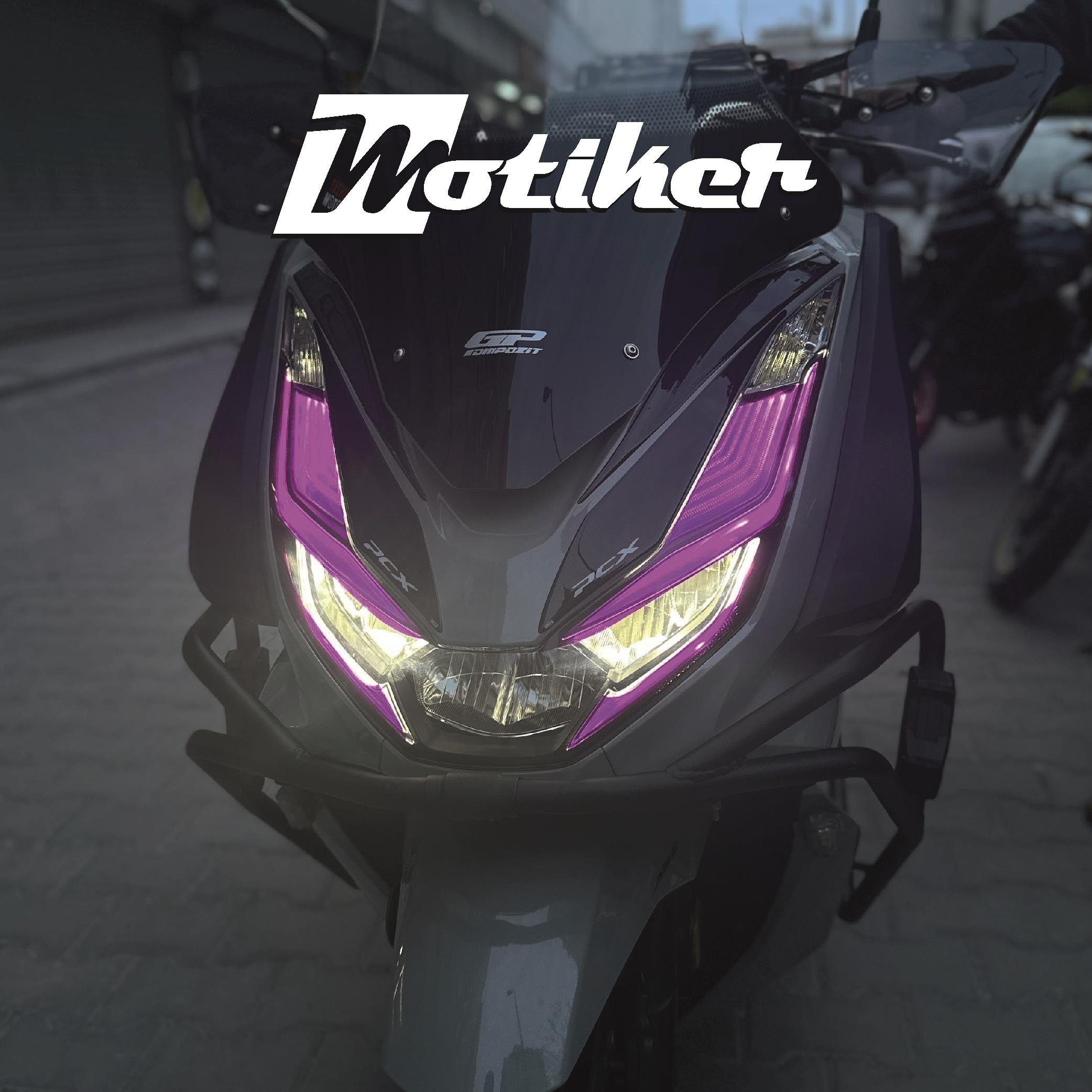 PCXMotiker PCX Ön Far Kaşı Far Filmi Sticker Etiket Modeli 2021-2024 Uyumlu Sinyal Kesikli Mor Renk