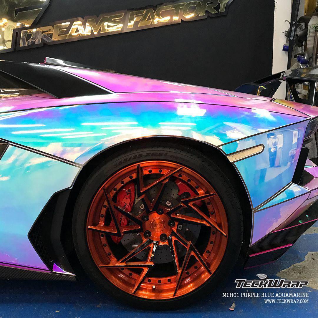 FolyoMotosiklet Kaplama Folyosu Hologram Mor Mavi Pembe Aynalı Renk Değiştiren