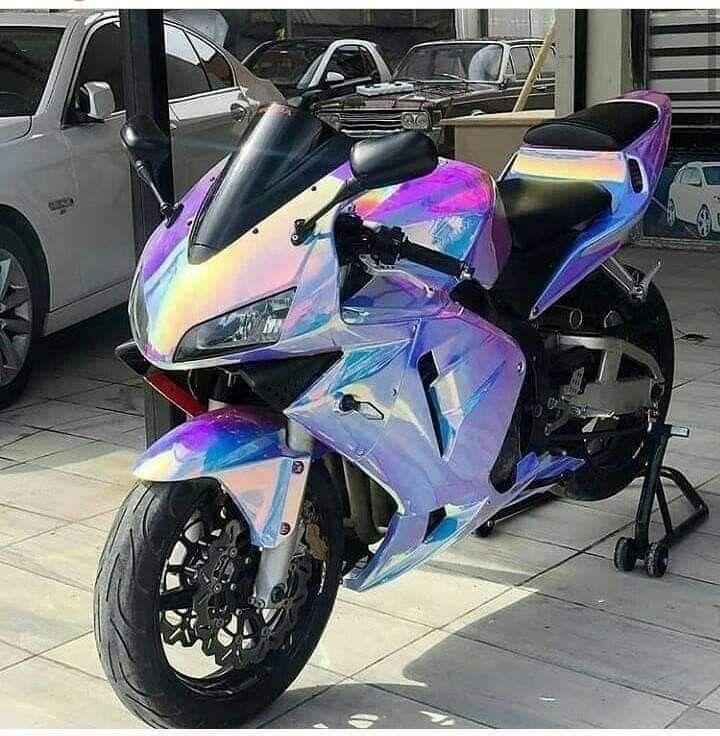 FolyoMotosiklet Kaplama Folyosu Hologram Mor Mavi Pembe Aynalı Renk Değiştiren