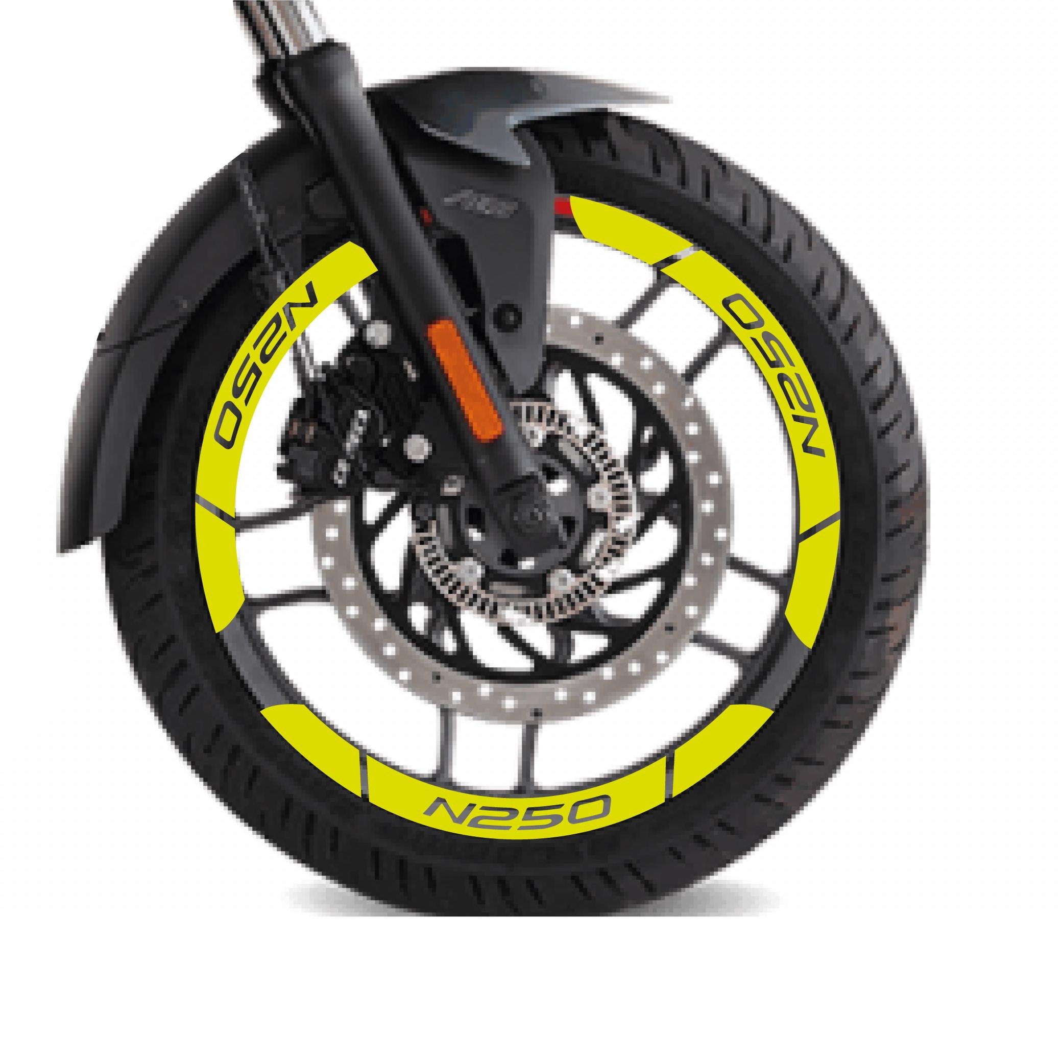 N250Neon Sarı Bajaj N250 Geniş Jant Sticker Etiket Modeli