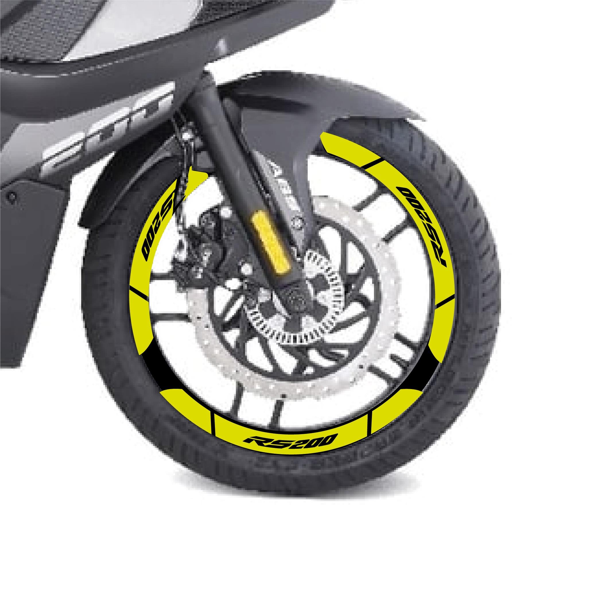 PULSAR RS 200Neon Sarı Bajaj Pulsar RS200 Geniş Jant Sticker Etiket Modeli