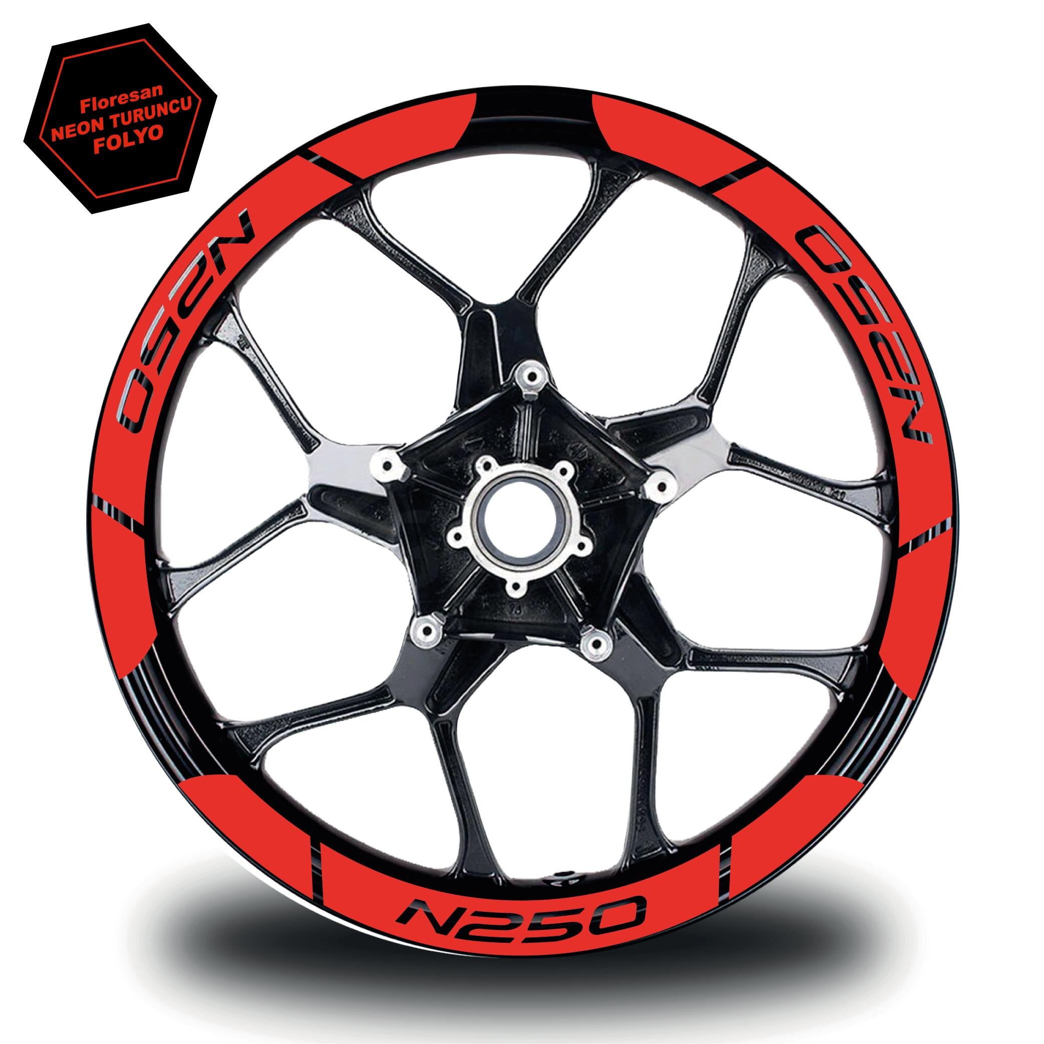 N250Neon Turuncu Bajaj N250 Geniş Jant Sticker Etiket Modeli