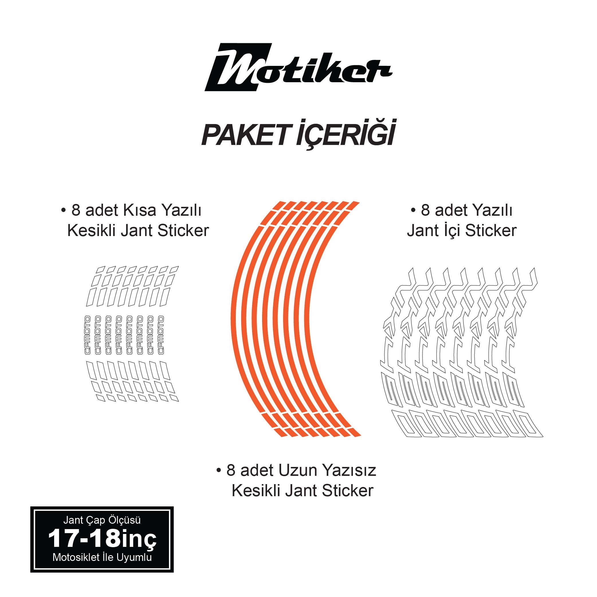 450 NKNeon Turuncu CFMOTO 450NK Motosiklet Jant Sticker Etiket Modeli İç & Dış Takım
