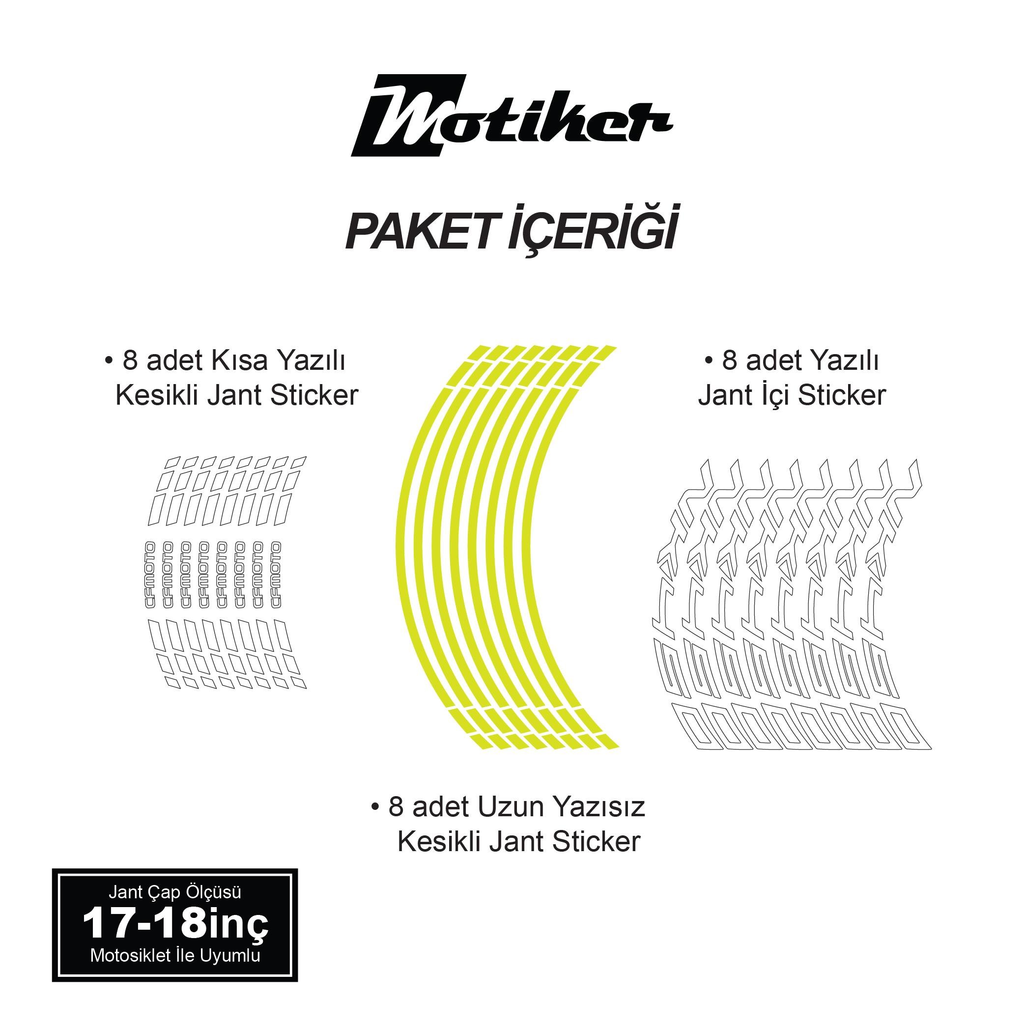 450 NKNeon Yeşil (Sarı) CFMOTO 450NK Motosiklet Jant Sticker Etiket Modeli İç & Dış Takım