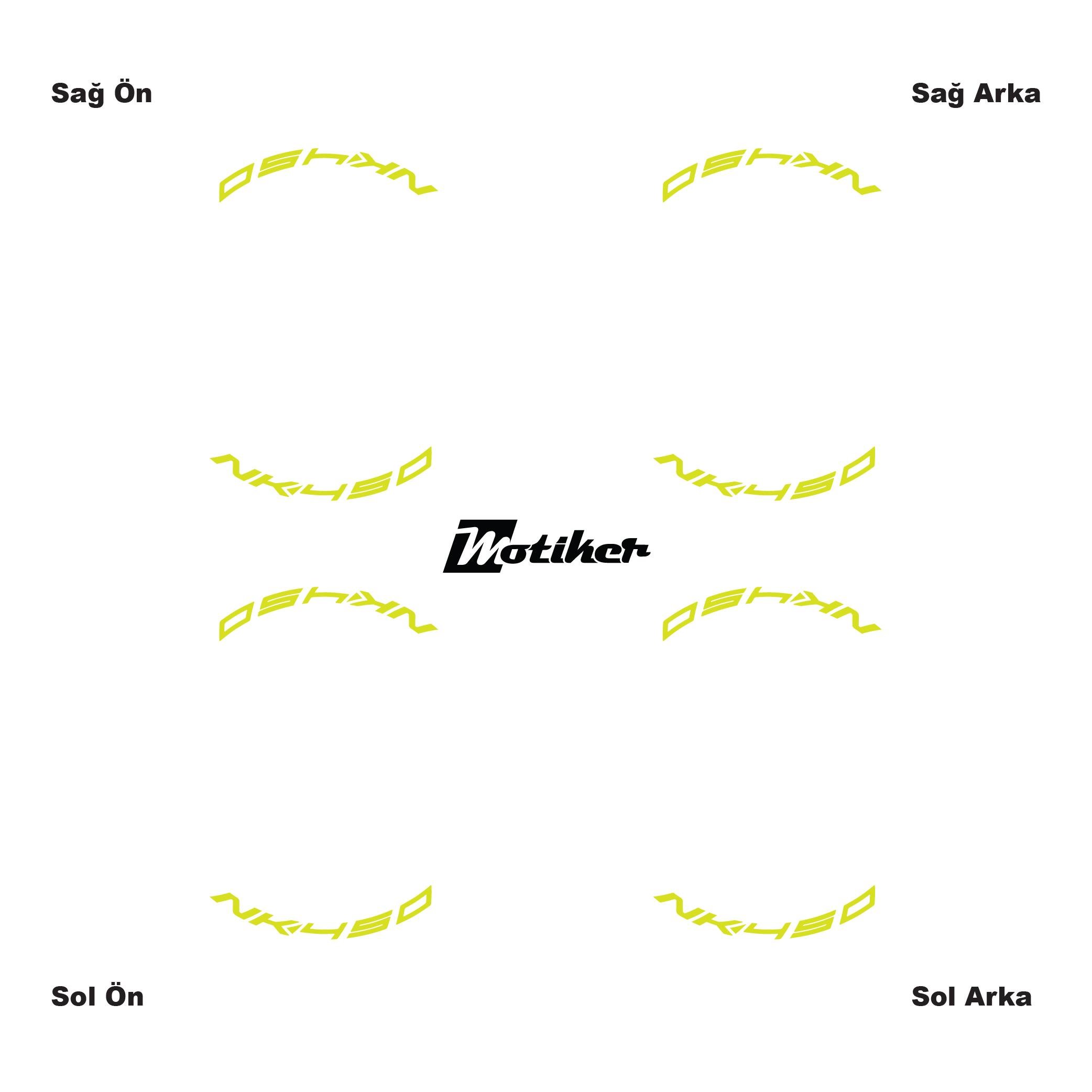 450 NKNeon Yeşil (Sarı) CFMOTO 450NK Yazılı 8 Li Jant İçi Yazı Sticker 