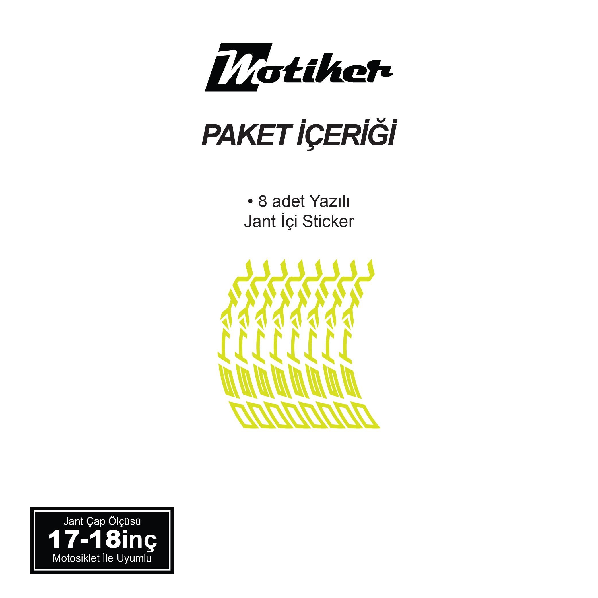 450 NKNeon Yeşil (Sarı) CFMOTO 450NK Yazılı 8 Li Jant İçi Yazı Sticker 