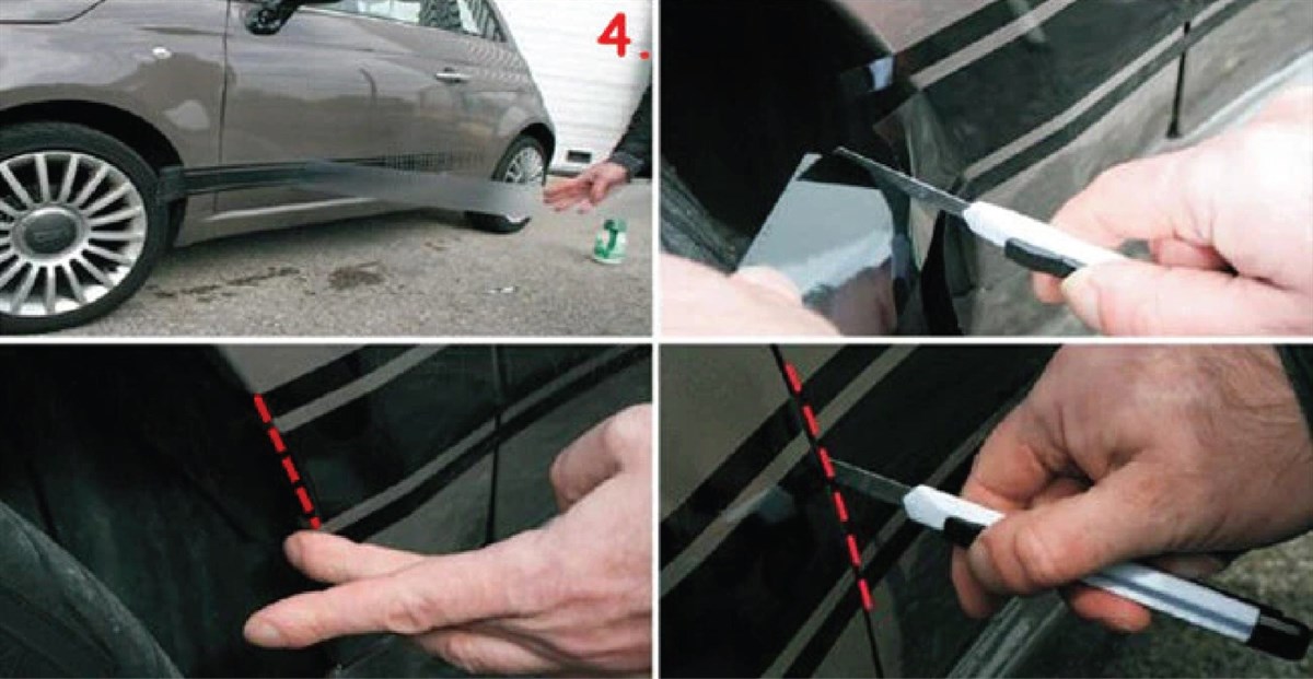 Ön Kaput ve Ön Kapı Üç Şerit Çizgi Sticker Etiket Modeli