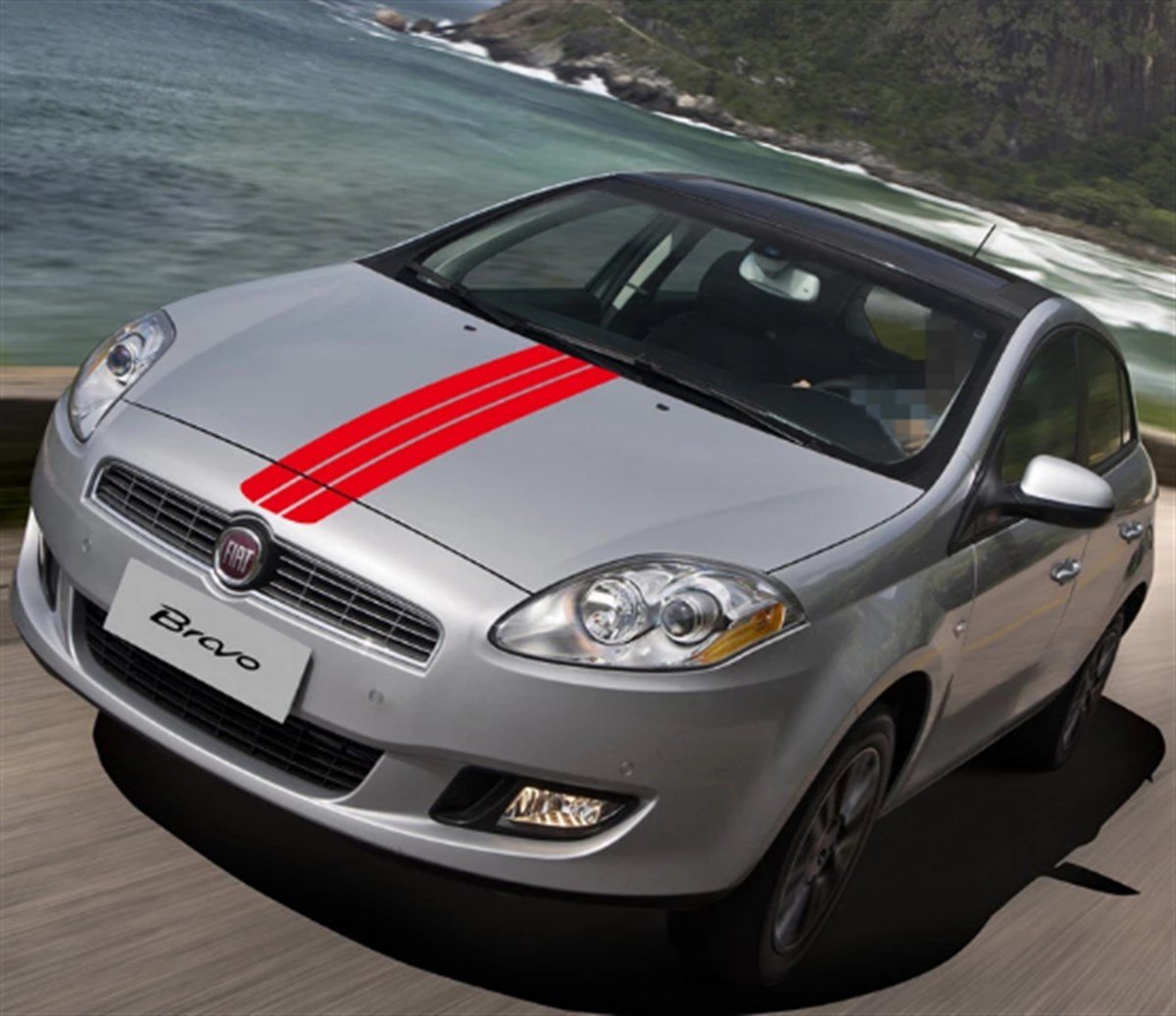 Ön Kaput ve Ön Kapı Üç Şerit Çizgi Sticker Etiket Modeli