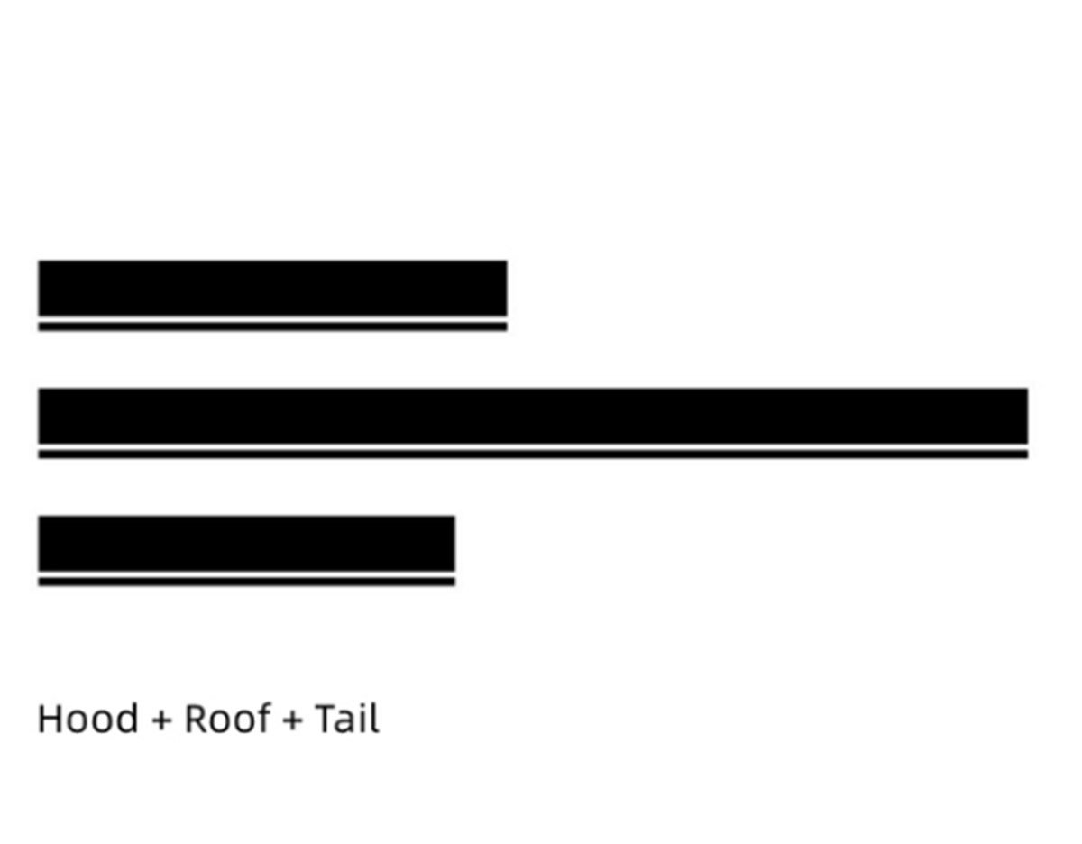 Ön Kaput ve Tavan İki Şerit Çizgi Sticker Etiket Modeli