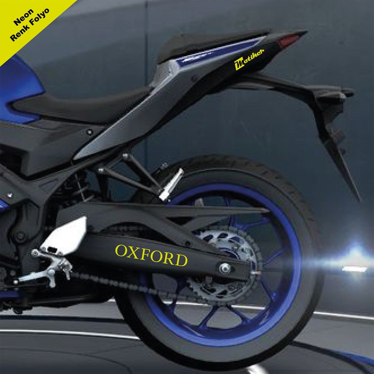 Oxford Yazılı Neon Sarı Arka Maşa Sticker Etiket Modeli