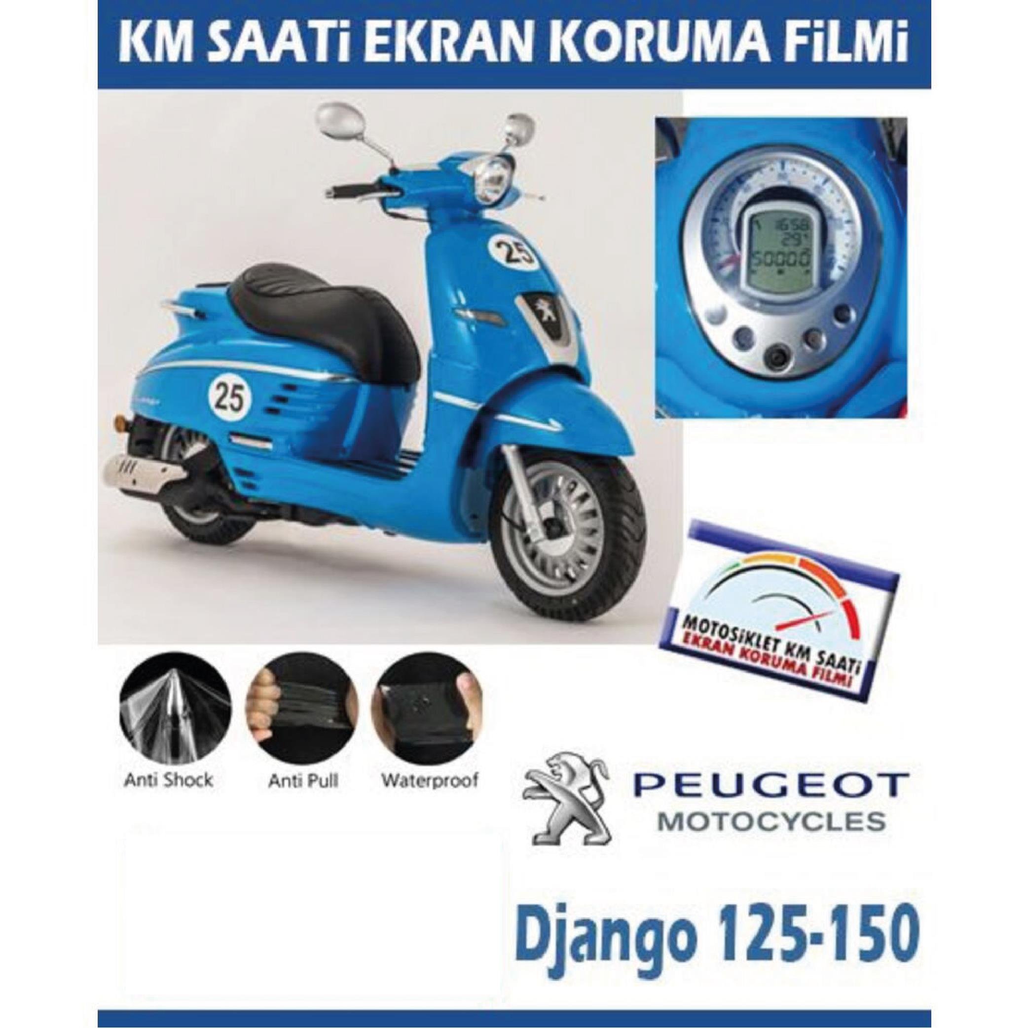 Ekran KorumasıPeugeot Django 125-150 Serisi Motosiklet Ekran Km Koruyucu