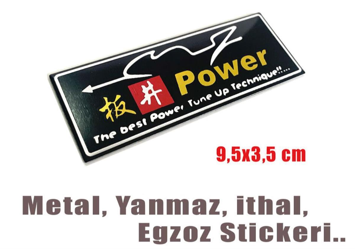 Power Egzoz Stickeri Yanmaz Metal Sticker Etiket Model