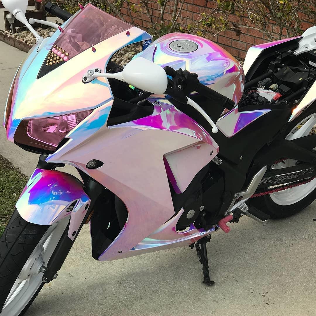 Motosiklet Kaplama Purple Blue Aquamarine Chrome Wrap Motosiklet Kaplama Modeli Folyo Kesim Özel Kalıp