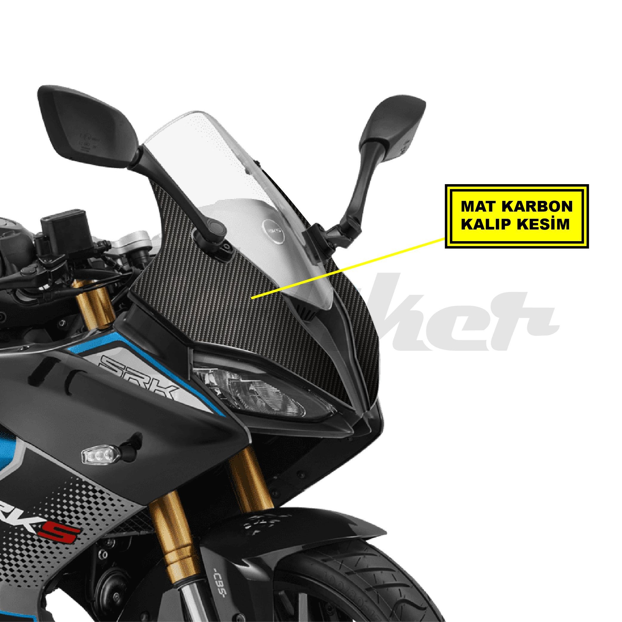 VOGEQJMOTOR RKS SRK125R ÖN KAFA MAT KARBON STİCKER KAPLAMA ETİKET MODELİ