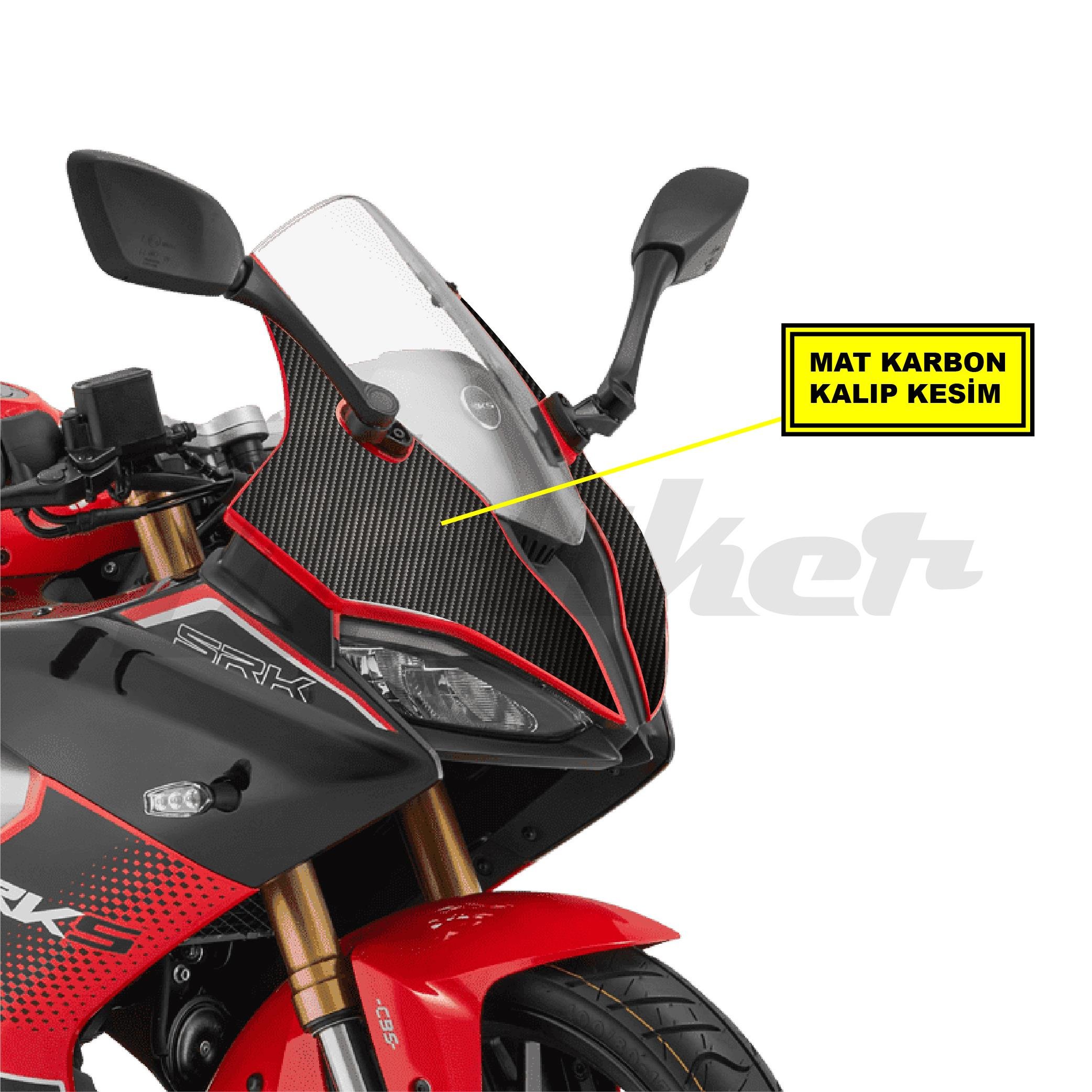 VOGEQJMOTOR RKS SRK125R ÖN KAFA MAT KARBON STİCKER KAPLAMA ETİKET MODELİ