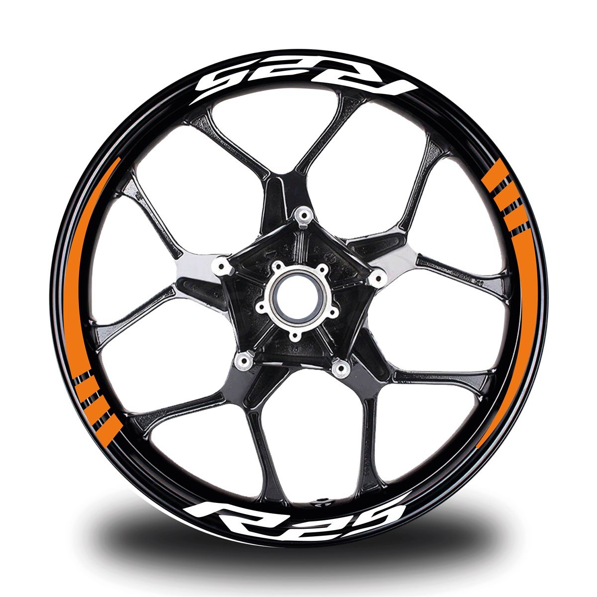 R25 Yazılı Neon Turuncu Takım Jant Sticker Modeli